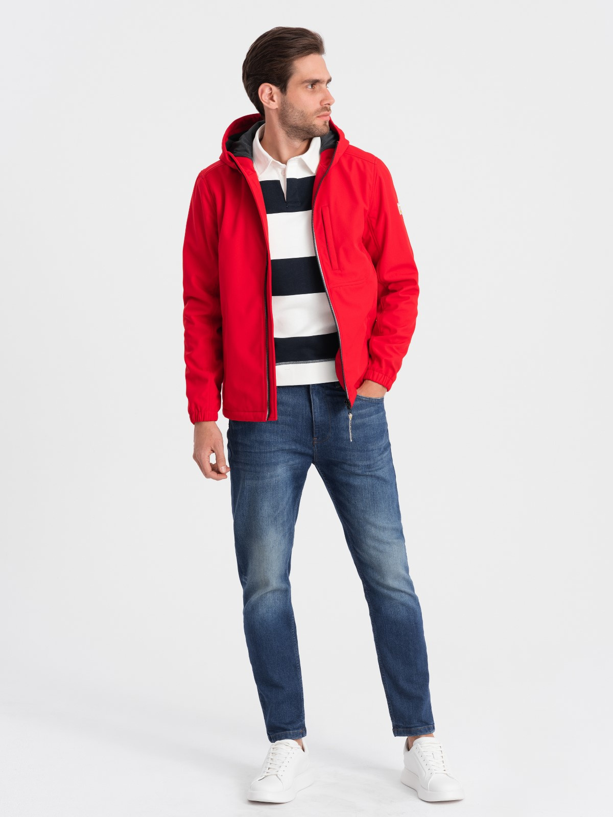 Ombre Men&#039;s jacket with fleece center SOFTSHELL-red