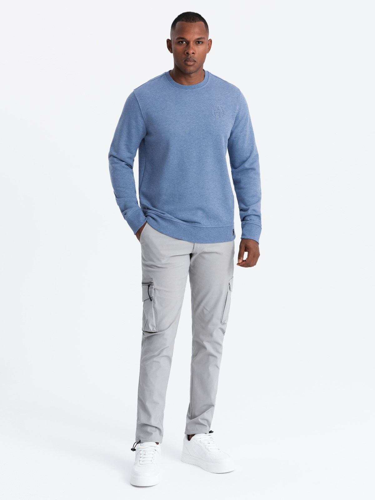 Ombre Men&#039;s mélange sweatshirt with embroidered logo - indigo