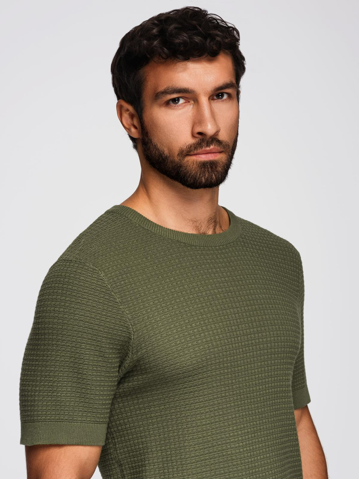 Ombre Structured knitted shirt for men - olive