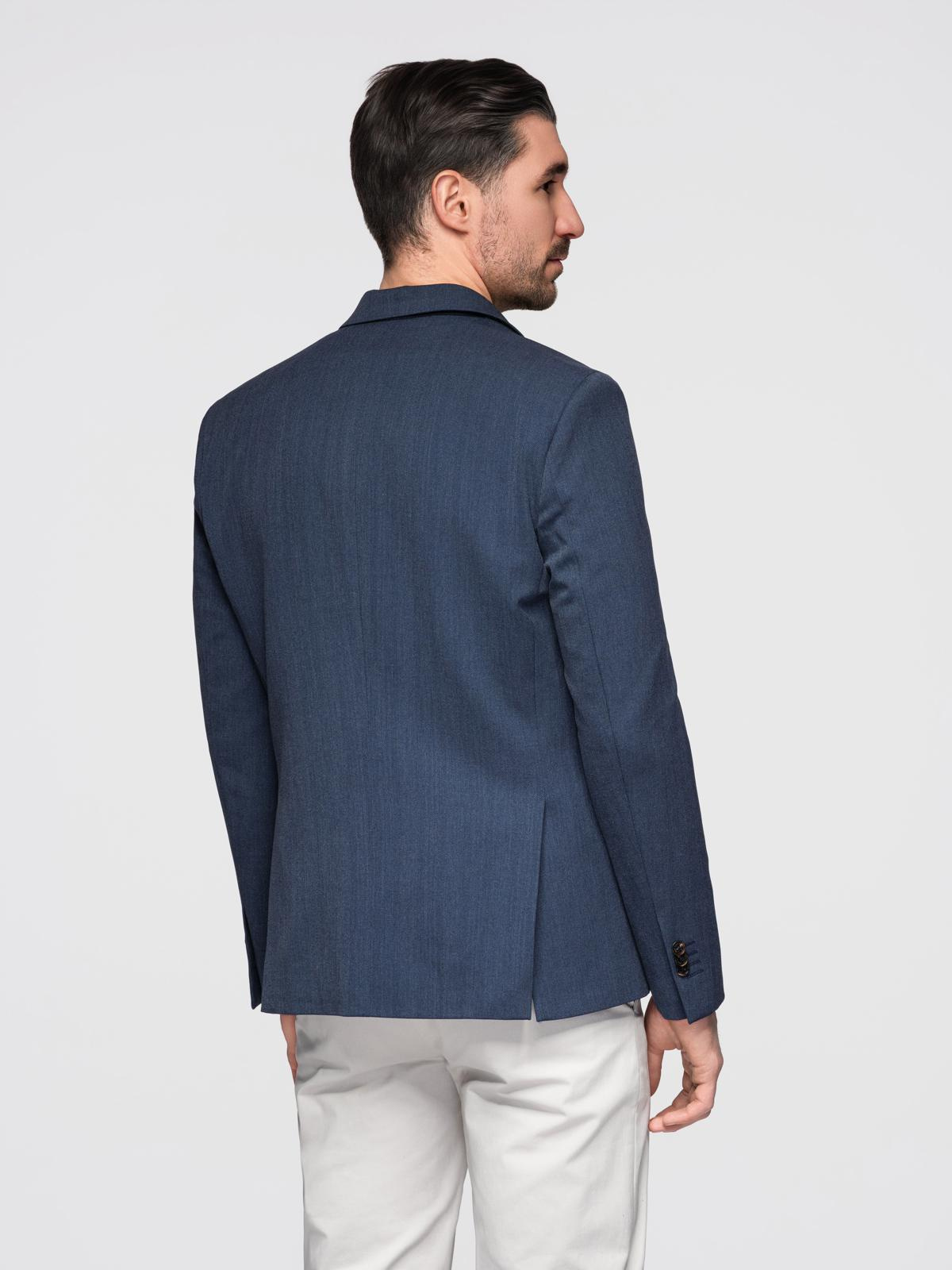 Ombre Elegant men's SLIM FIT jacket with rayon - dark blue