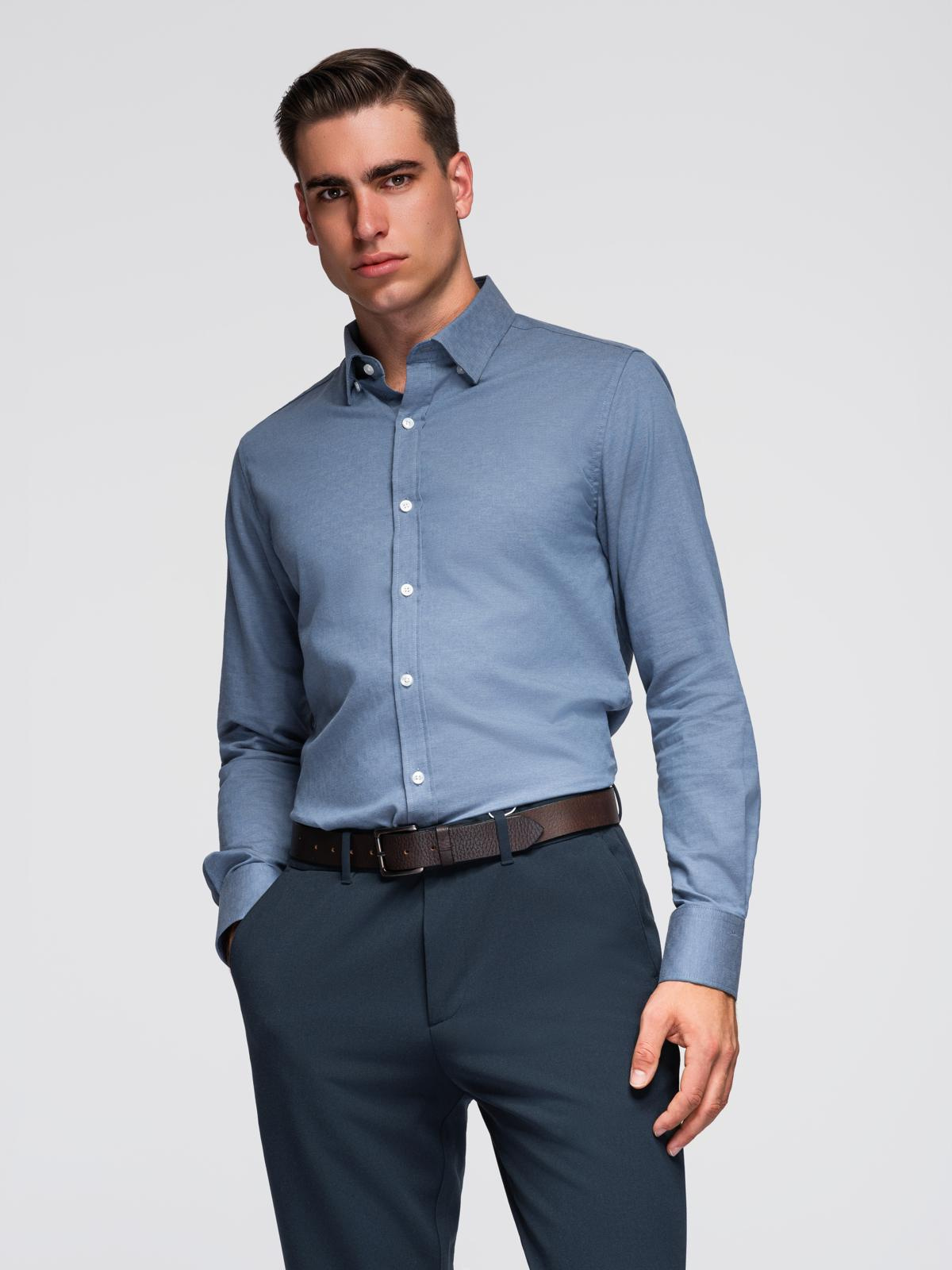 Ombre Men&#039;s SLIM FIT shirt in decorative fabric - blue
