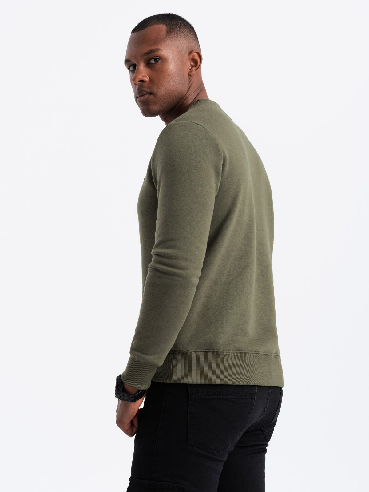 Ombre Classic men&#039;s sweatshirt with inscription - dark olive