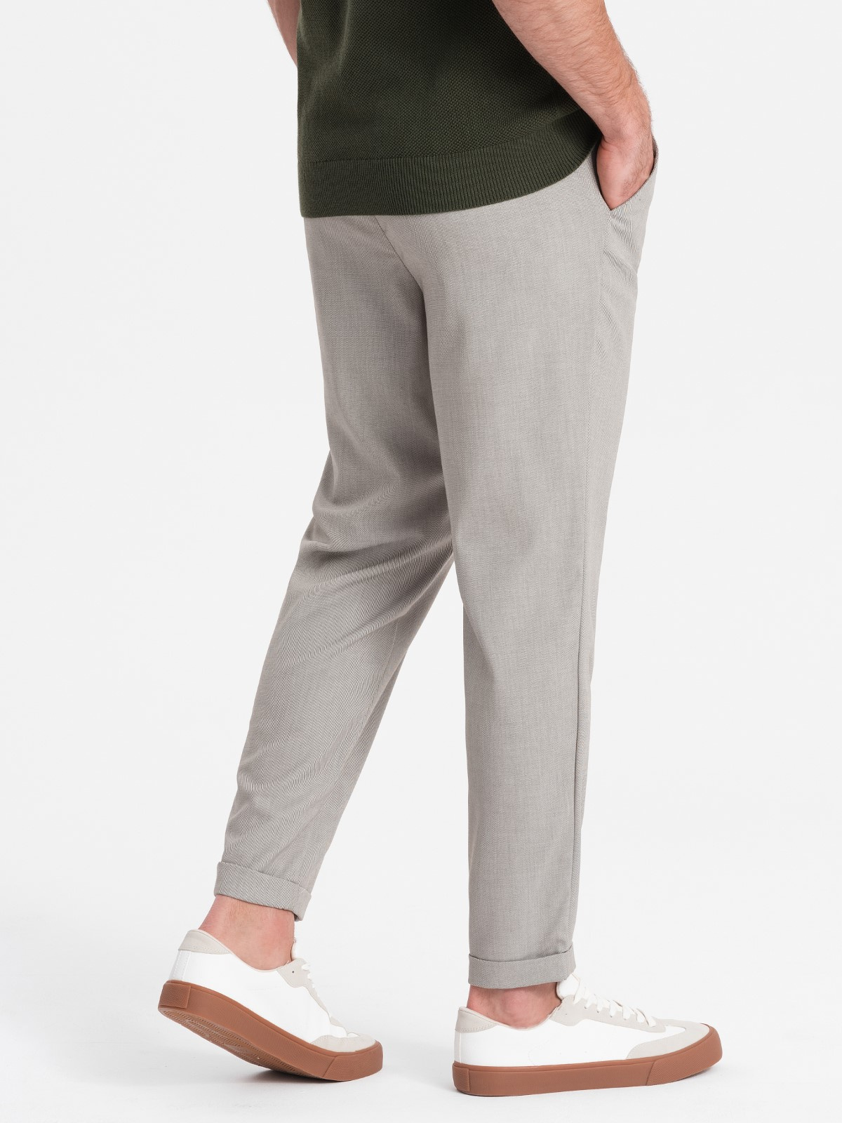 Ombre Men&#039;s REGULAR FIT chino pants with elastic waistband - gray-beige