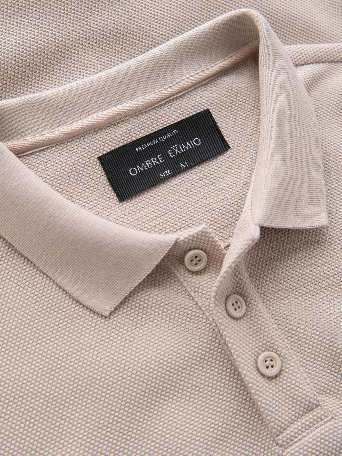 Ombre Men's structured polo longsleeve with patch - ash