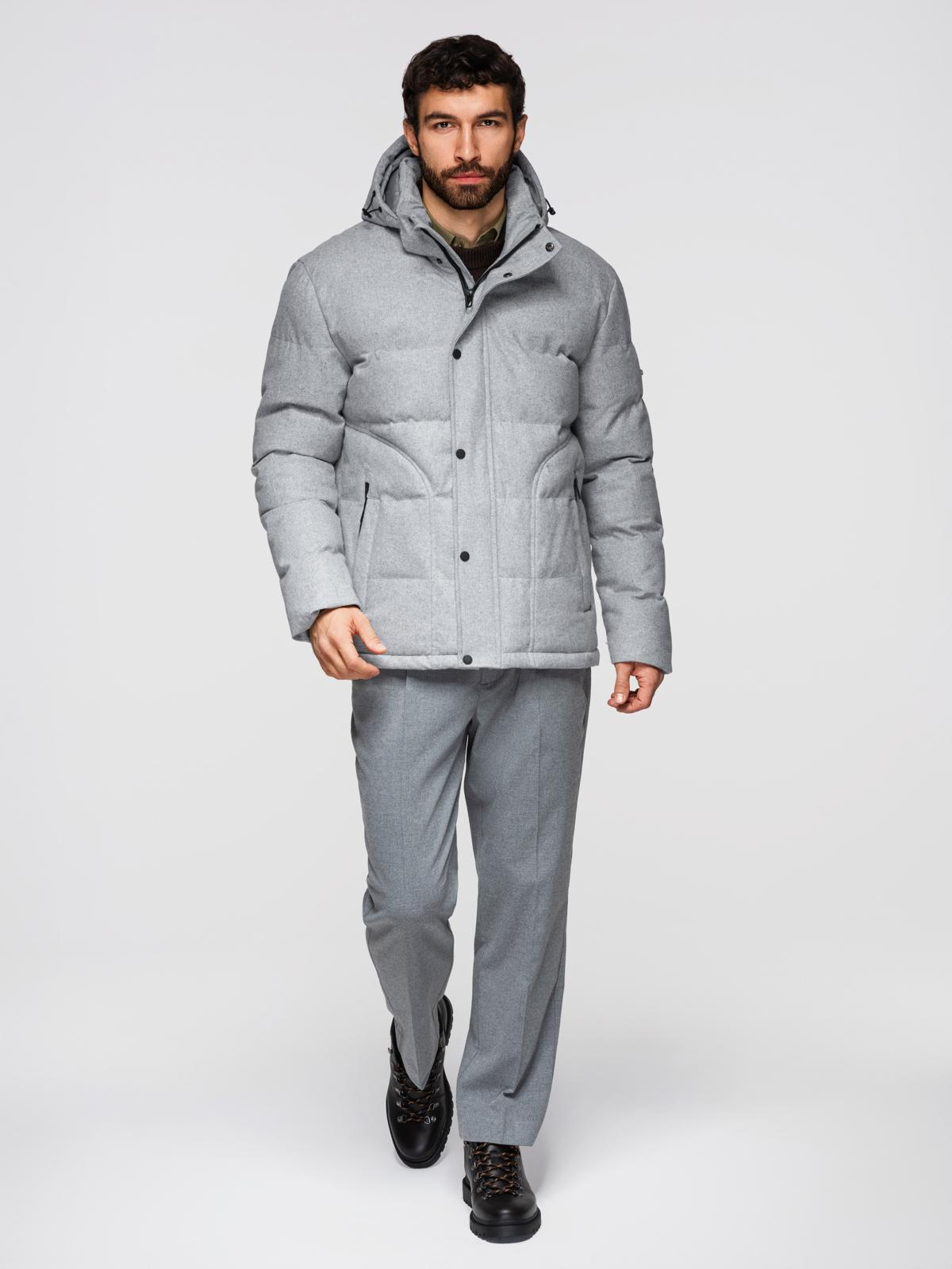 Ombre Men's lightweight jacket with mesh lining and hood - grey