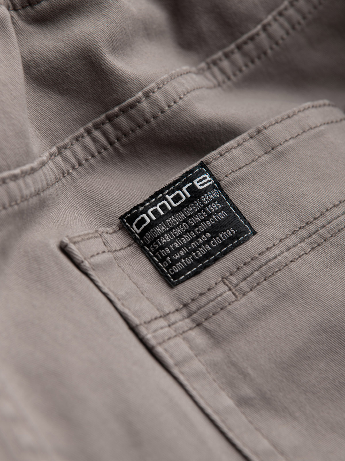 Ombre Men's JOGGER pants with zippered cargo pockets - dark beige