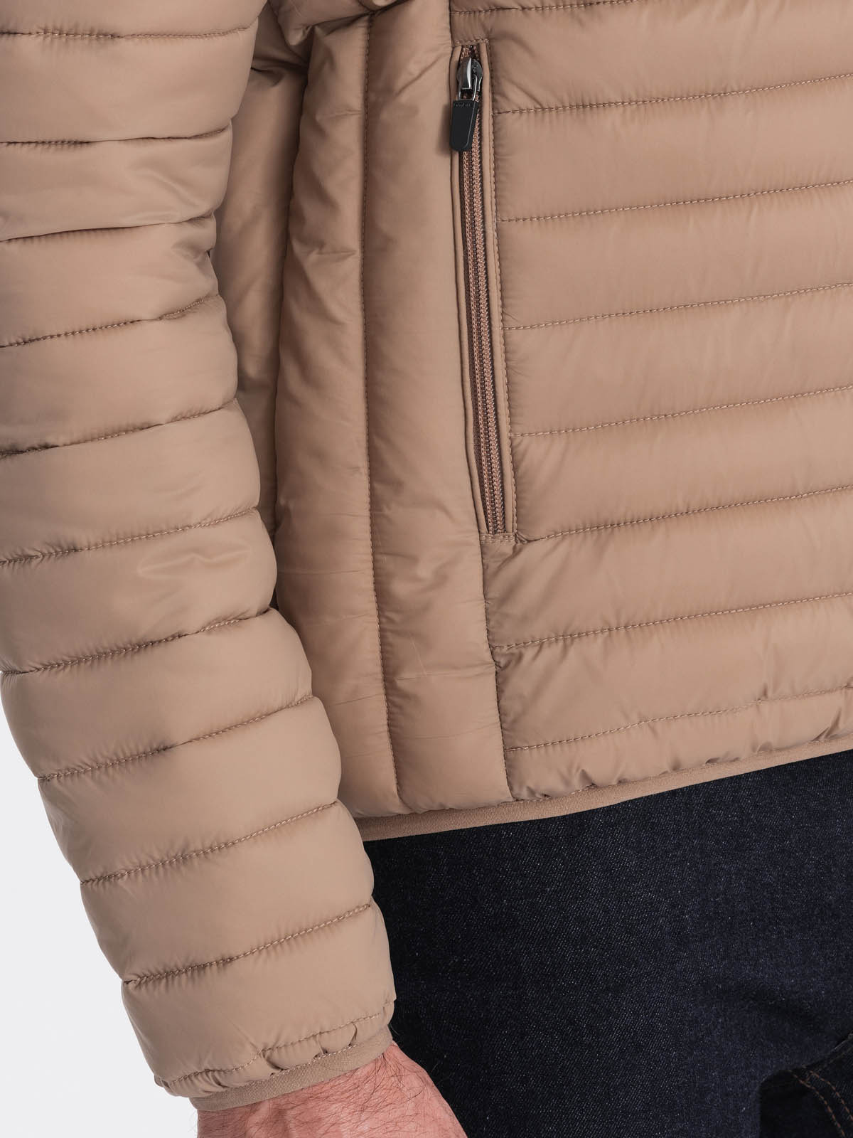 Ombre Men's satin-finish bomber jacket with contrasting ribbed cuffs - black