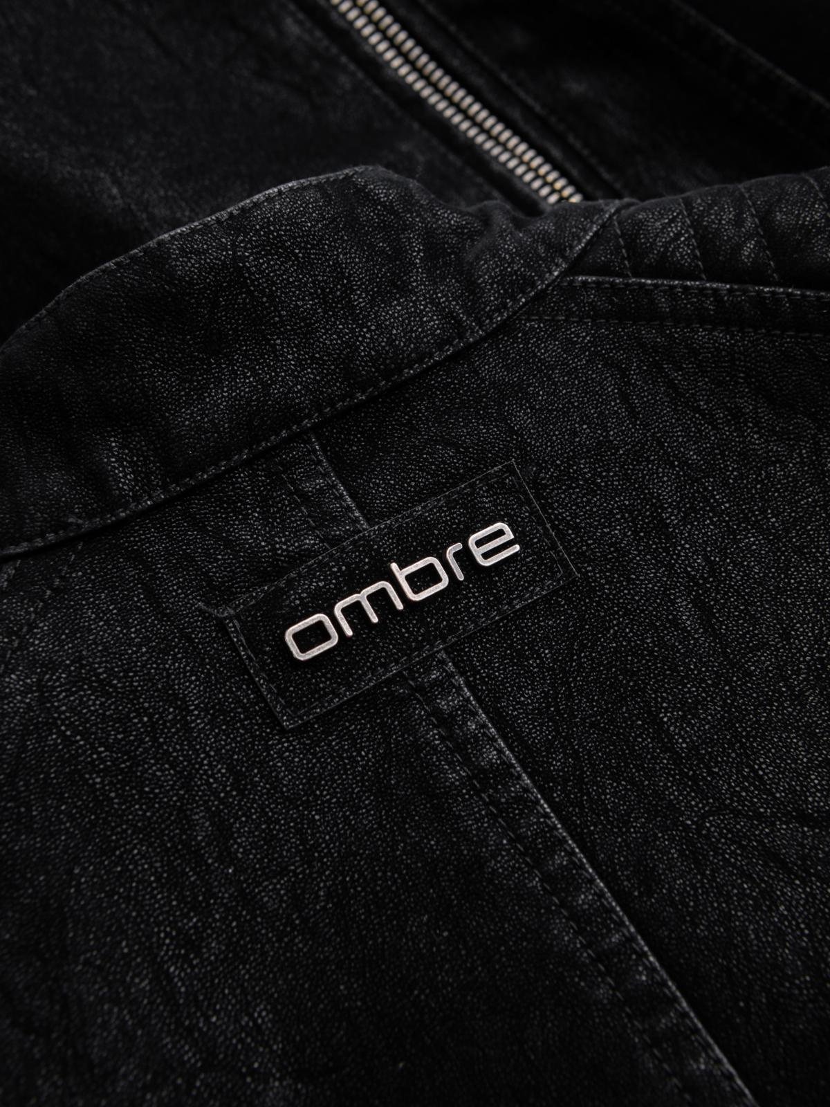 Ombre Men&#039;s retro-style biker jacket with stand-up collar - black