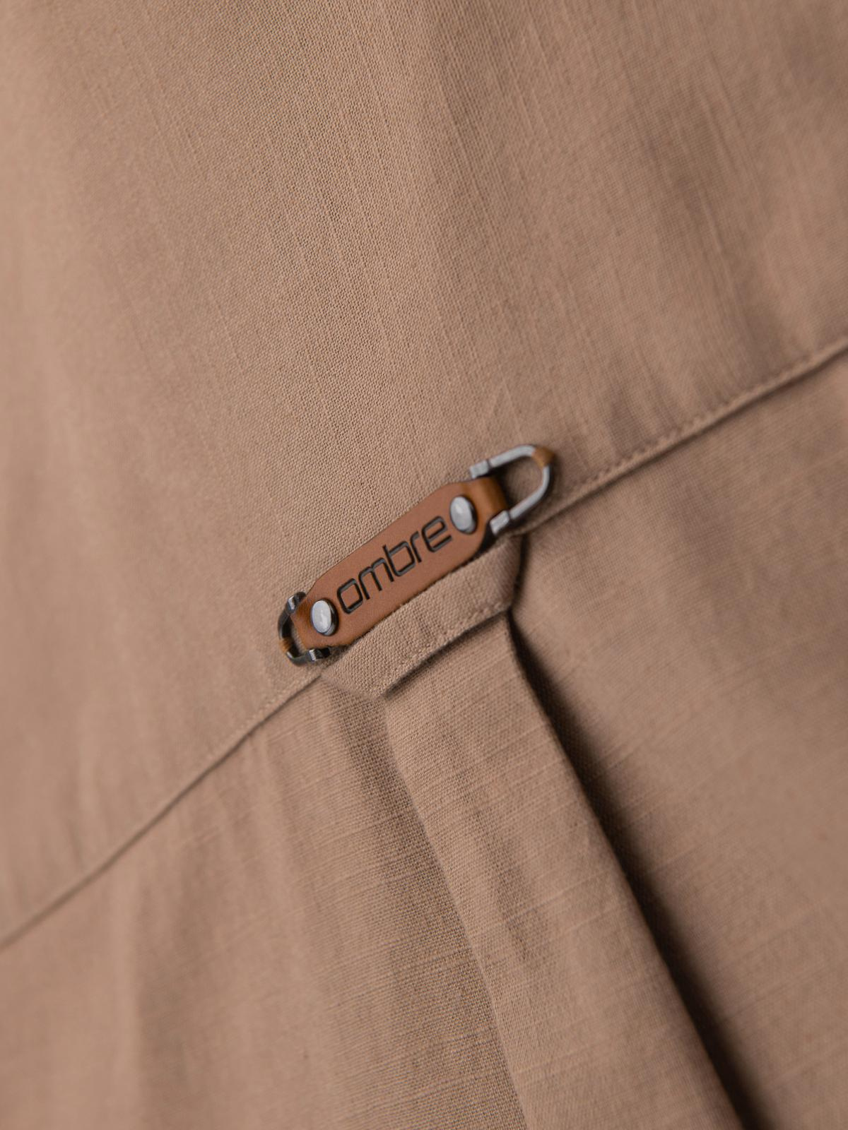 Ombre Men's linen shirt with classic collar and pockets REGULAR FIT - light brown