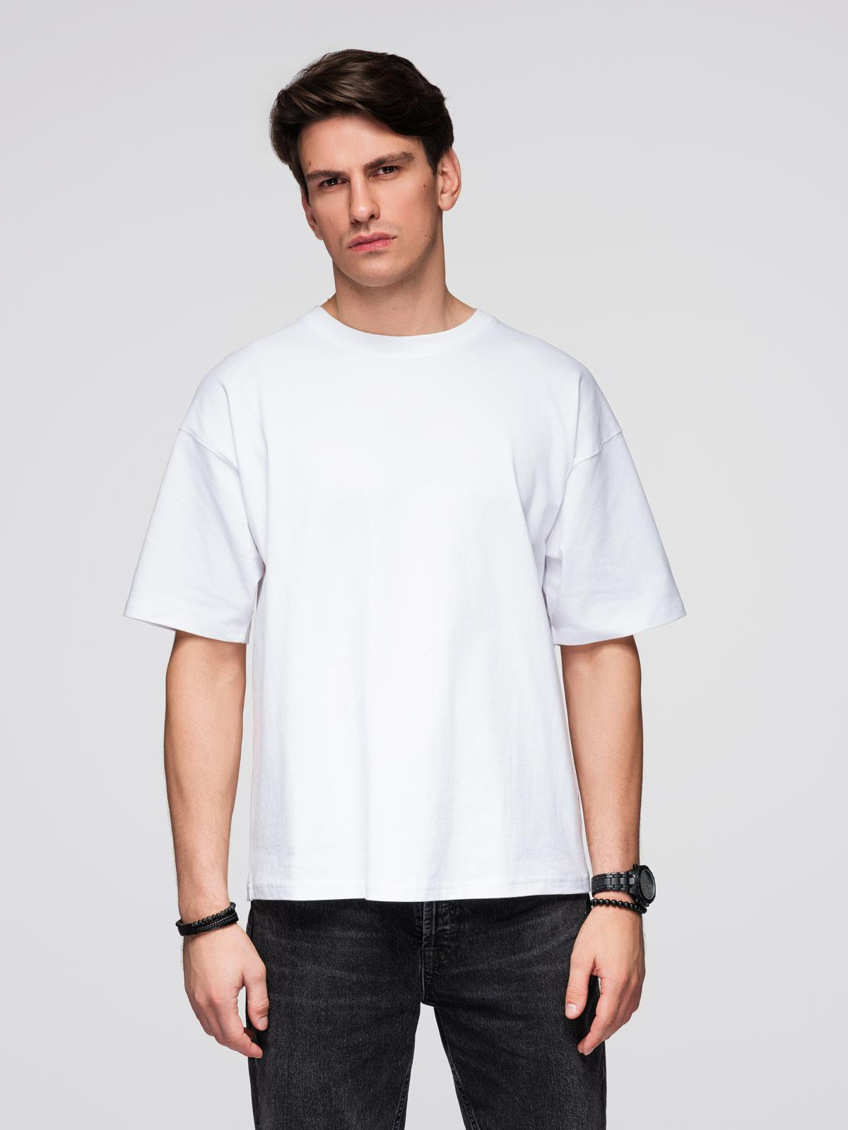 Ombre Men's cotton T-shirt with sequin wing motif on back - white