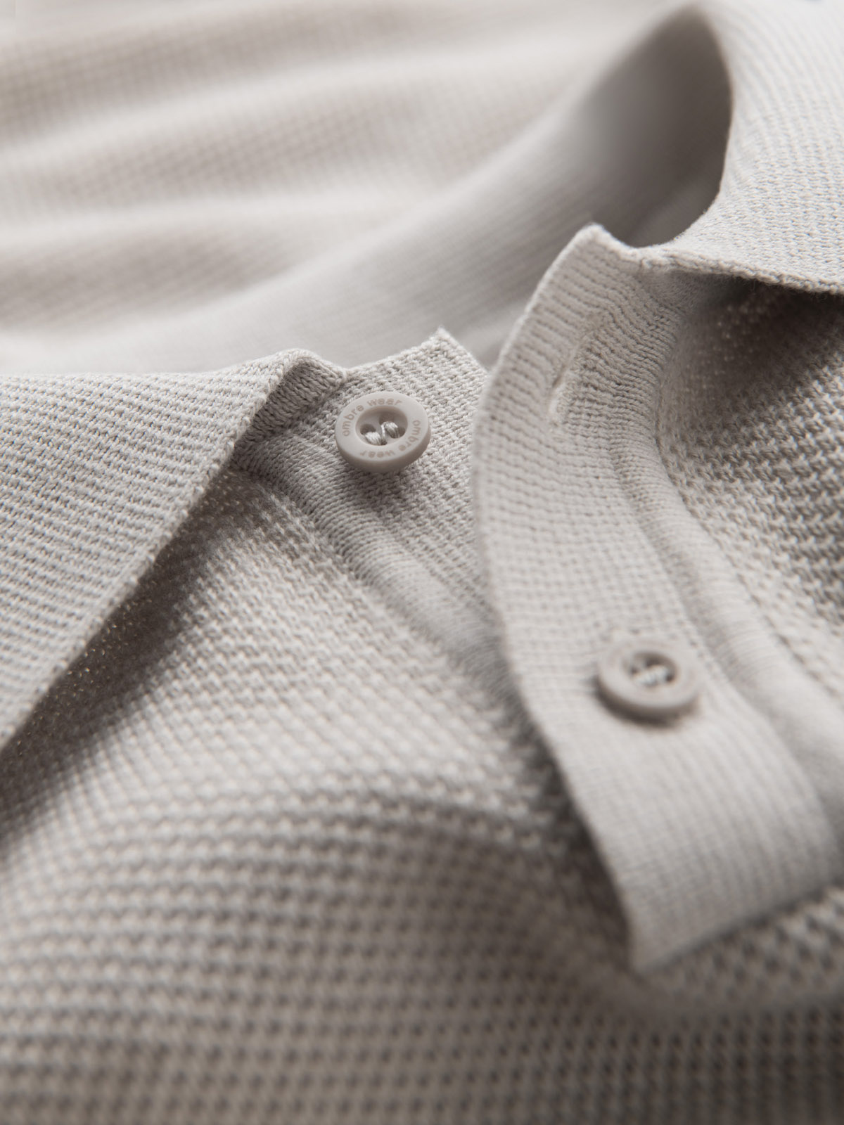 Ombre Men's cotton structured knit polo shirt - beige