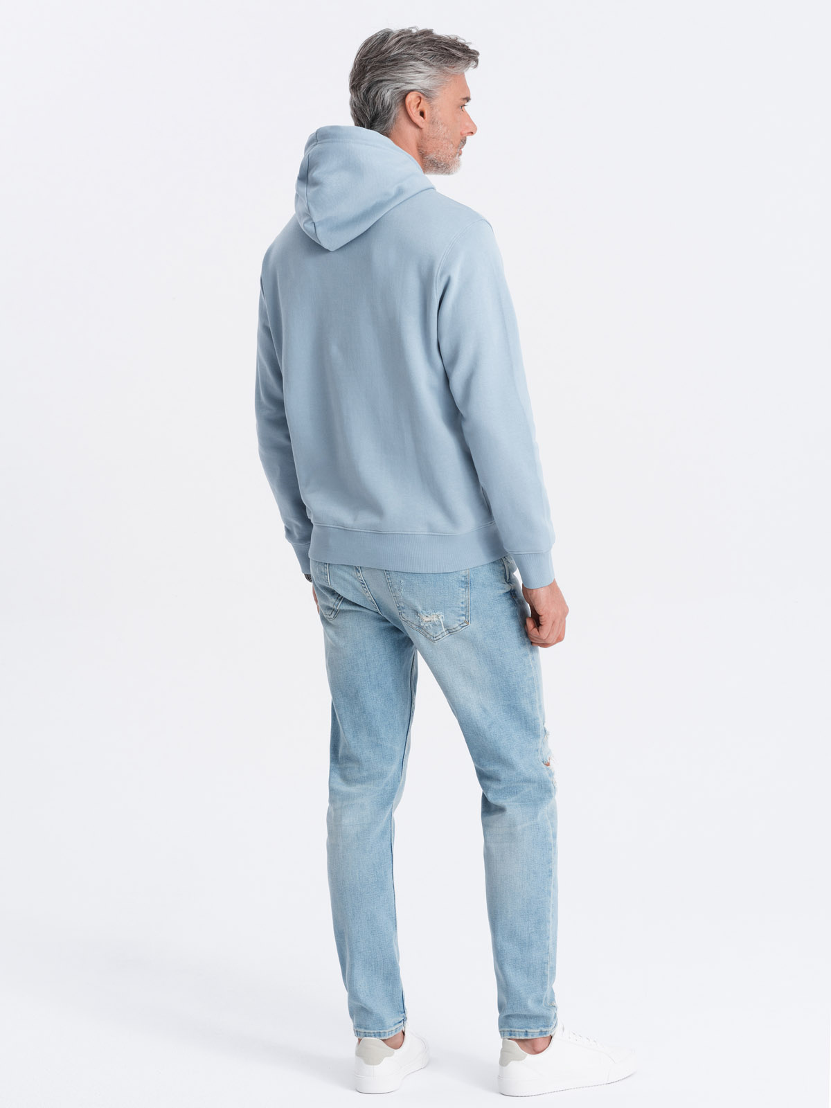 Ombre Men&#039;s kangaroo sweatshirt with hood - blue