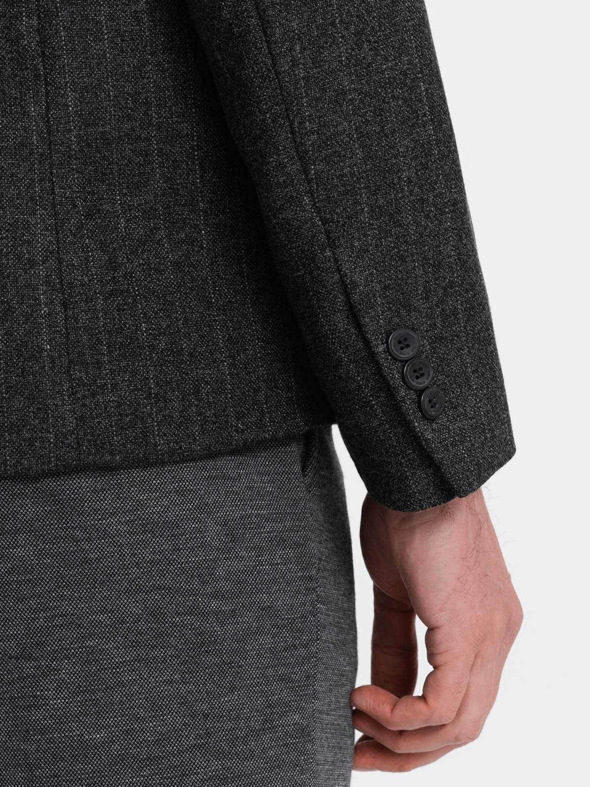Ombre Stylish men&#039;s jacquard blazer with delicate stripes - graphite