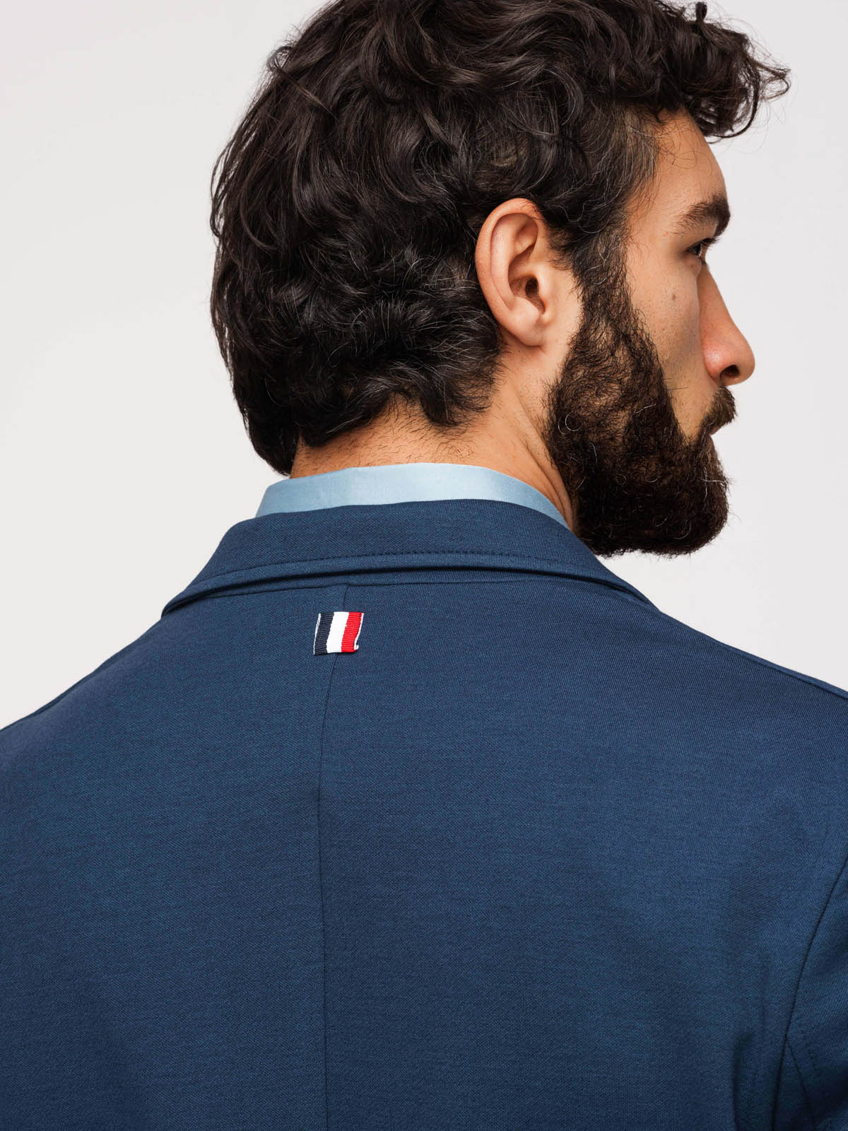 Ombre Men's SLIM knit jacket with subtle texture - dark blue