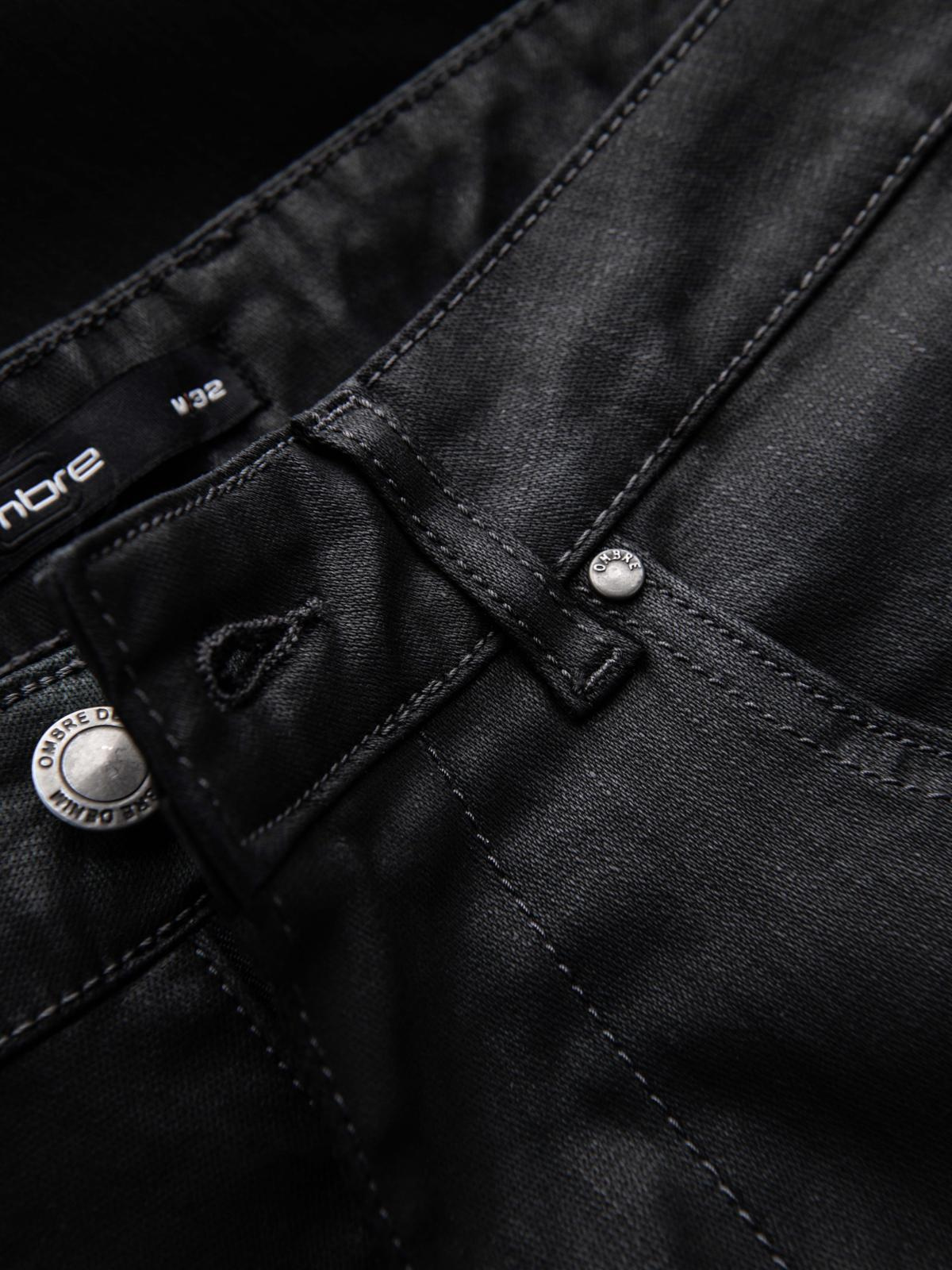 Ombre Men&#039;s waxed denim SLIM FIT pants - black