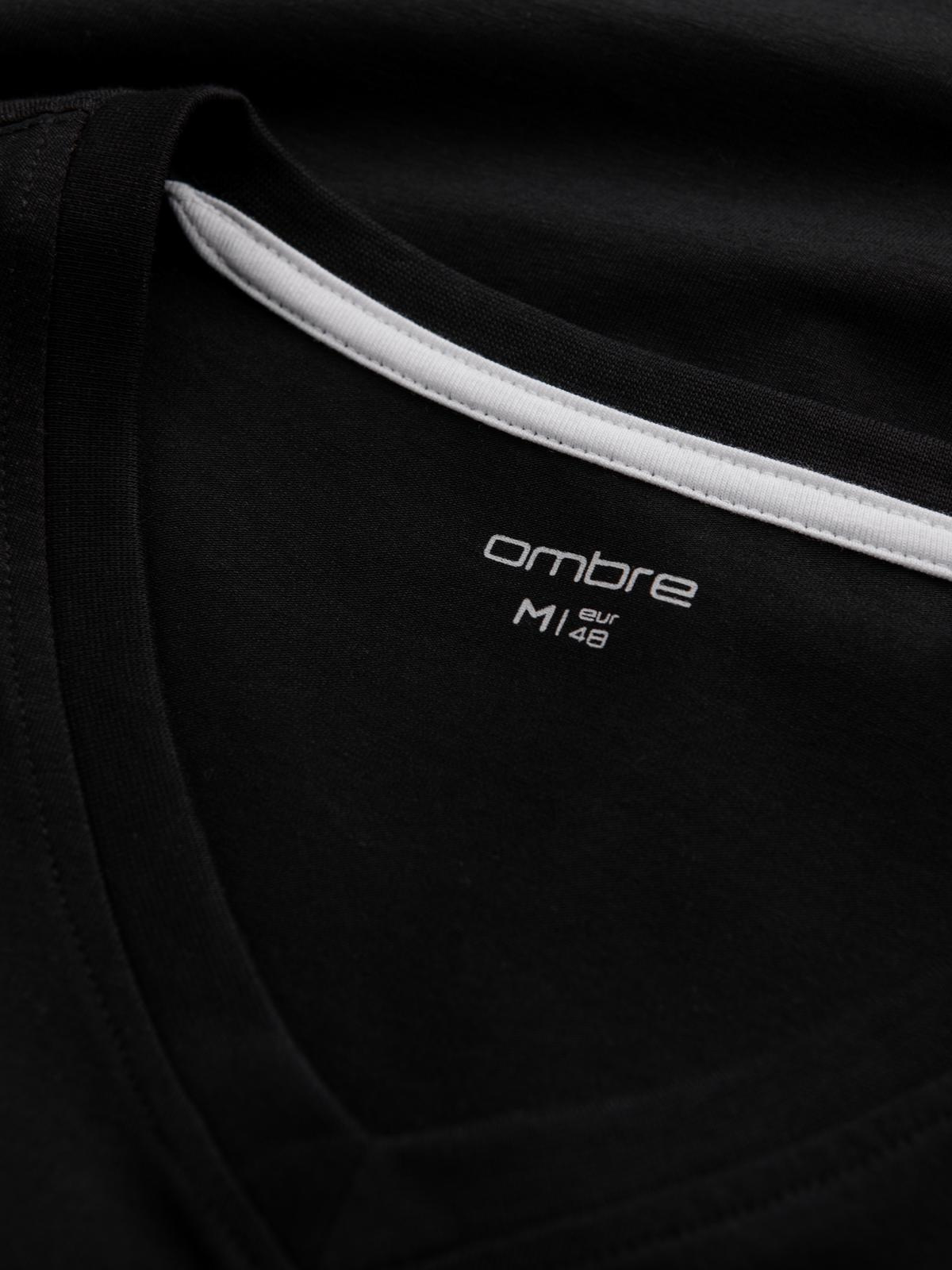 Ombre Set of men's SLIM FIT longsleeves with V neckline and logo 2-pack