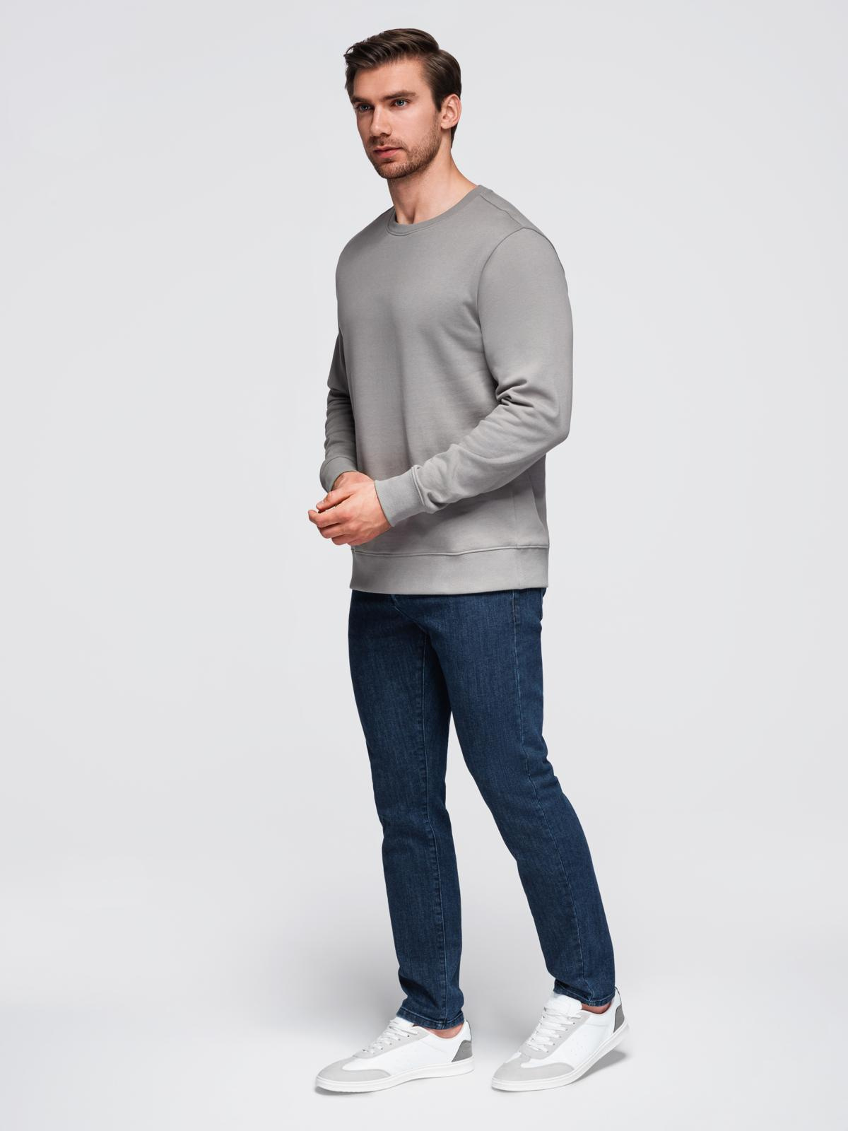 Ombre BASIC men&#039;s sweatshirt with round neckline - grey