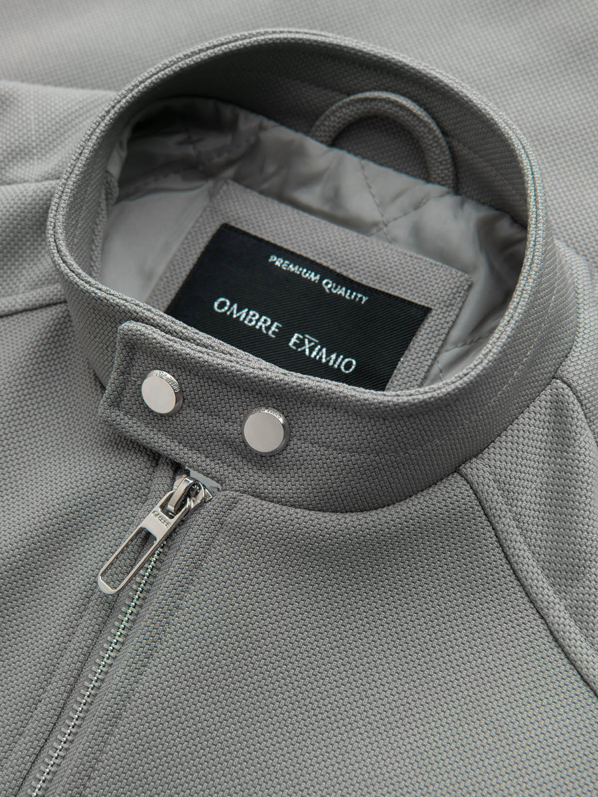 Ombre Men&#039;s biker jacket with pockets and collar - grey