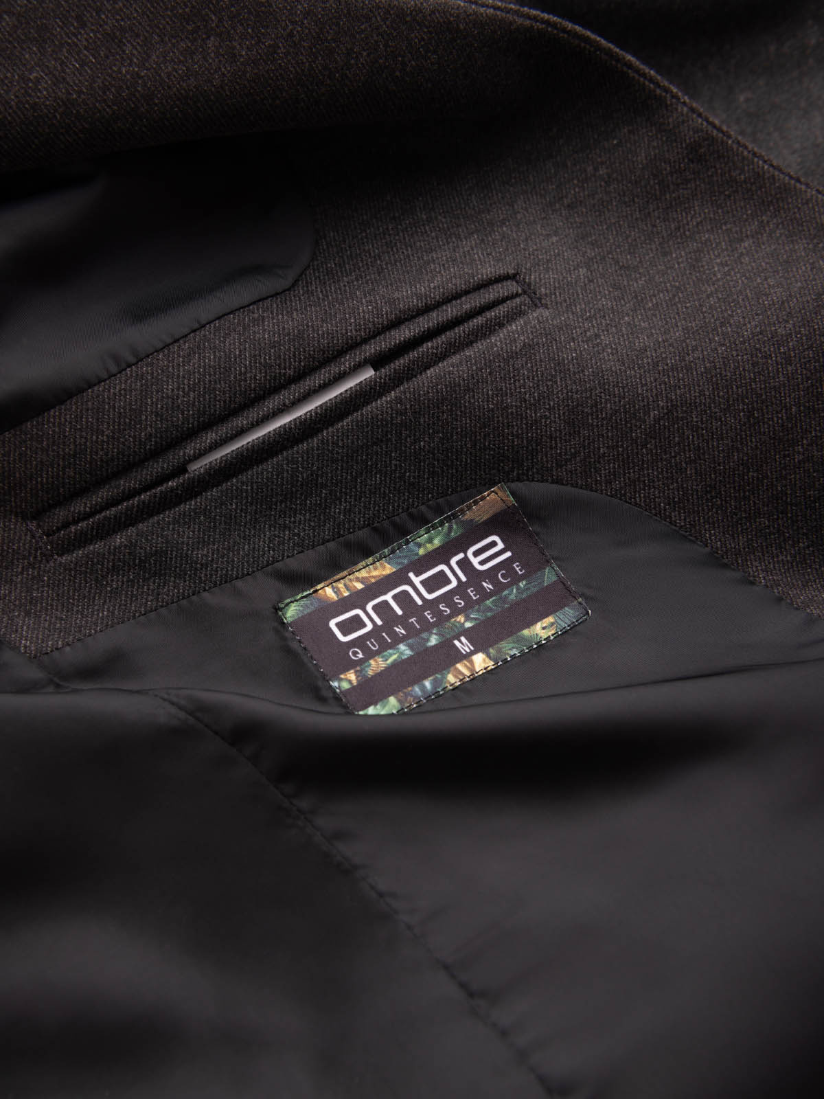 Ombre Men&#039;s melange rayon jacket with stand-up collar - black melange