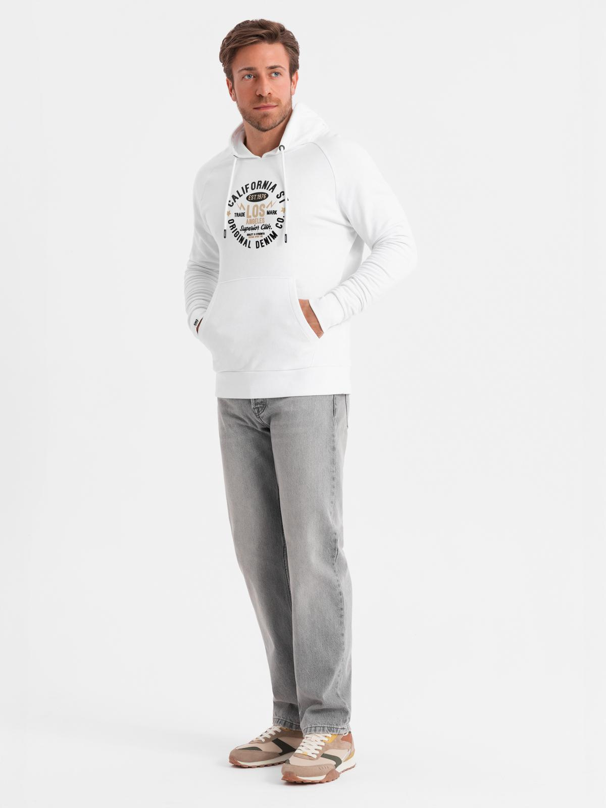 Ombre Men&#039;s printed kangaroo sweatshirt - white