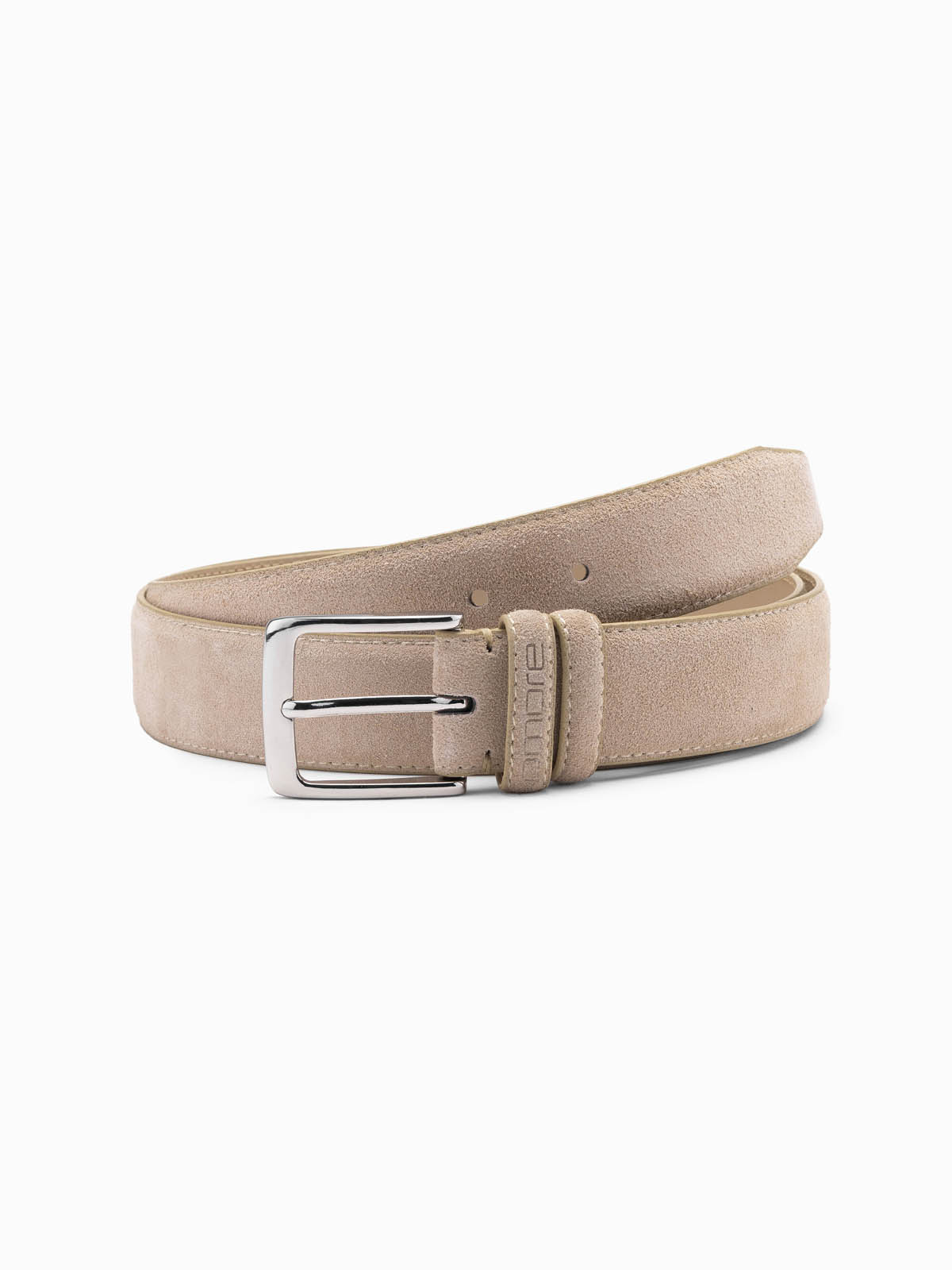 Ombre Unicolored men's belt in natural suede - beige