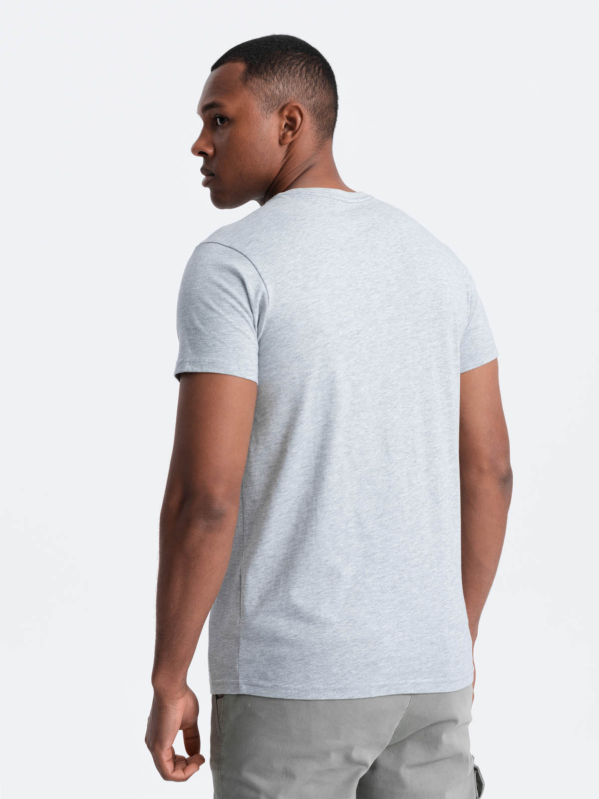 Ombre Men's classic cotton BASIC T-shirt - grey melange