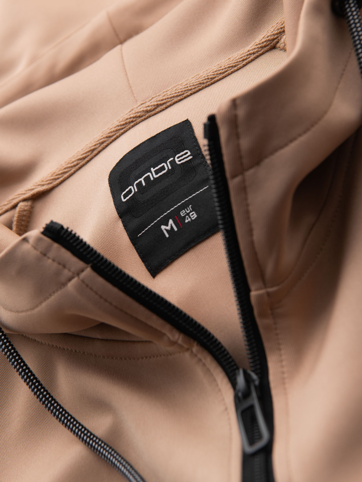 Ombre Unzipped men's hooded sweatshirt with piping - beige