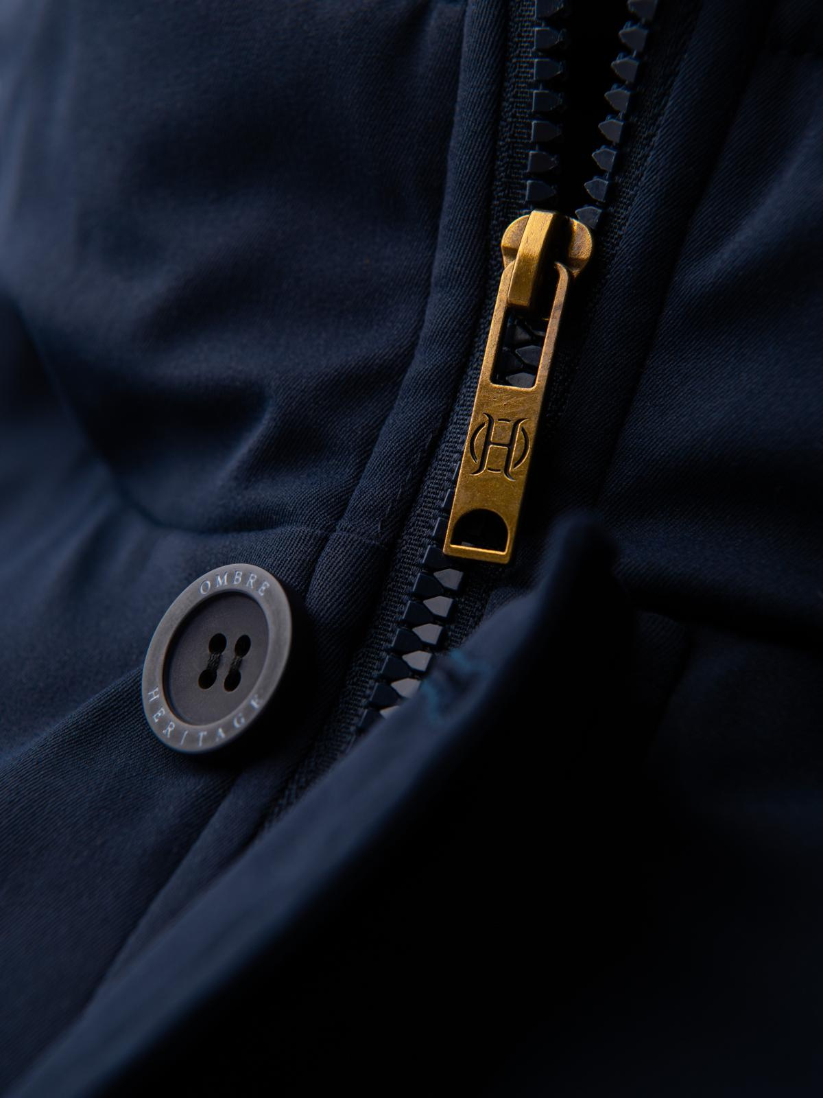 Ombre Elegant men&#039;s parka with cargo pockets and hood - navy blue