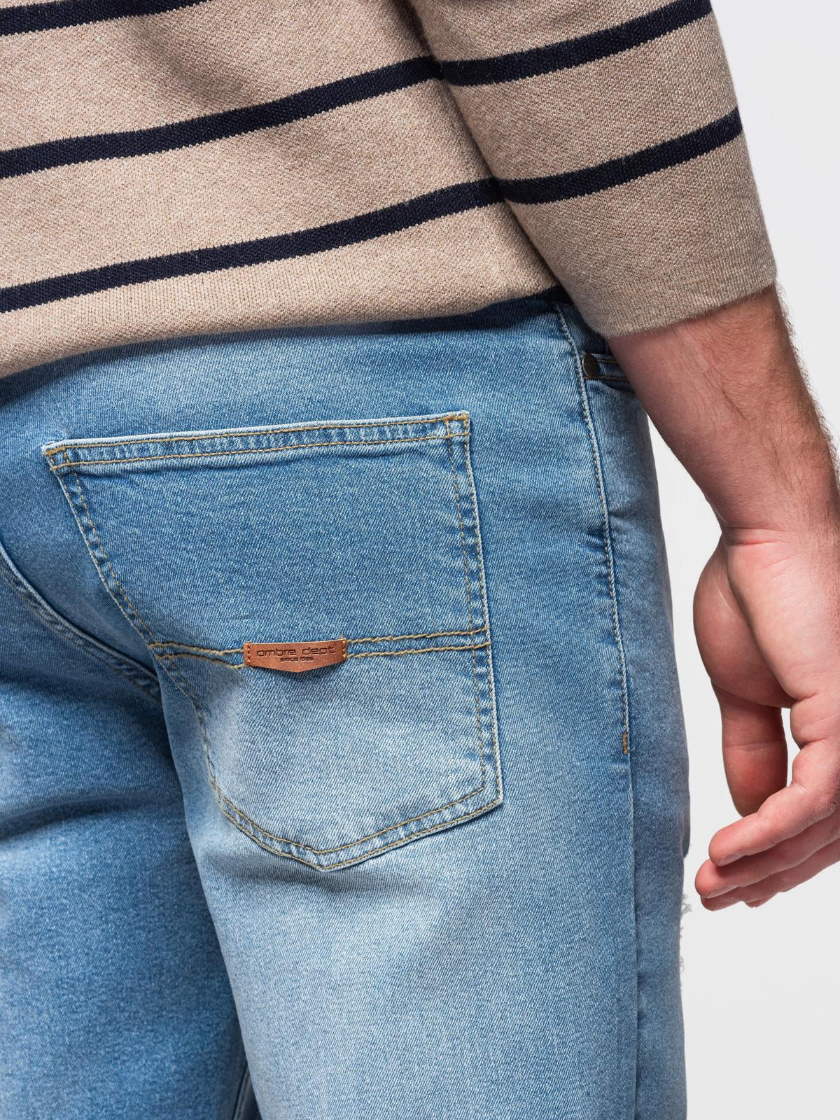Pánske rifle CARROT FIT s ošúchaním - svetlomodré