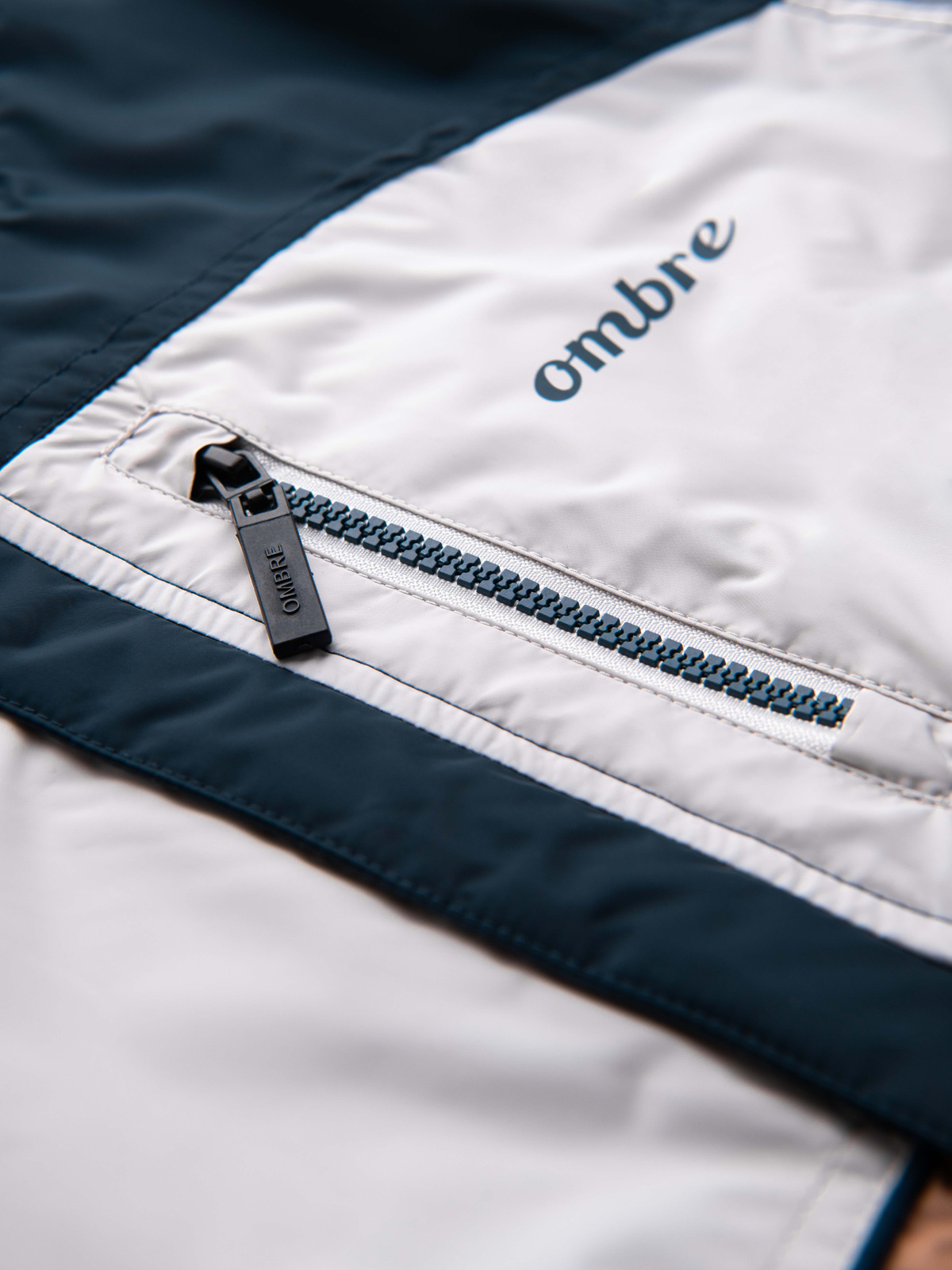 Ombre Lightweight colorful men's sports jacket with fleece - brown and navy blue