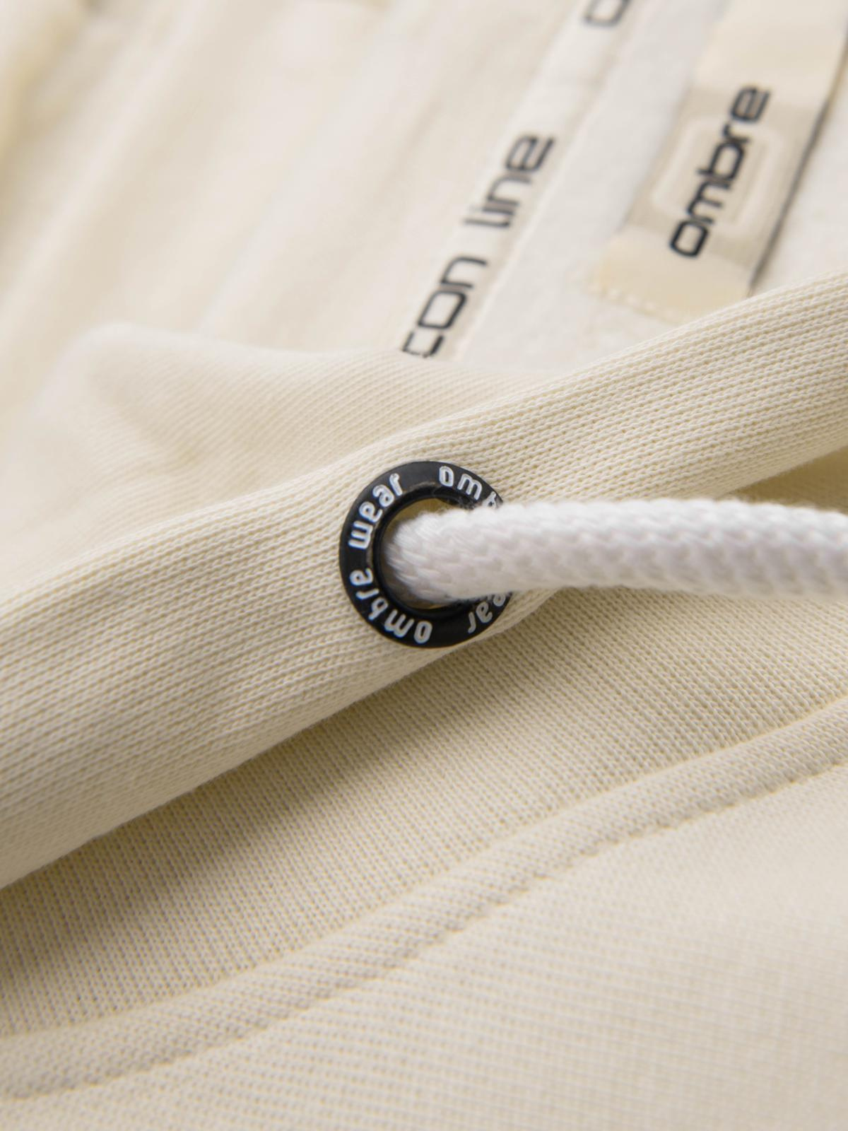 Ombre Men&#039;s BASIC unbuttoned hooded sweatshirt - cream