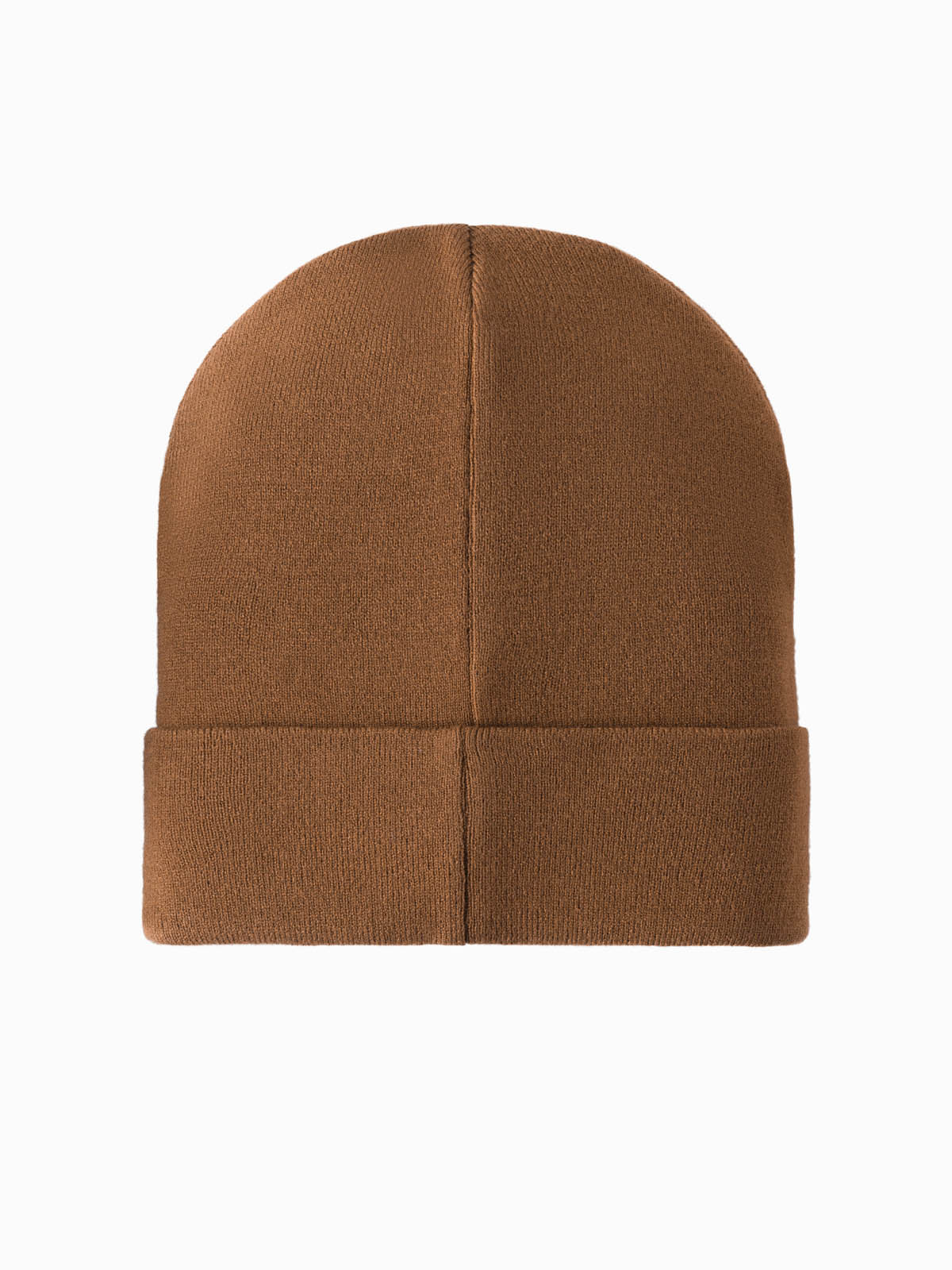 Ombre Men's knitted beanie with embroidered inscription - brown