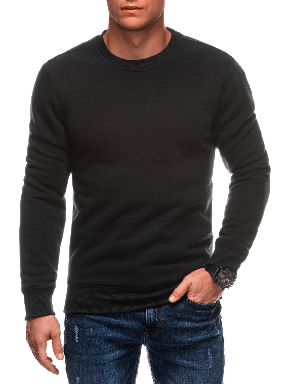 Edoti BASIC mens uniform round neck sweatshirt - black