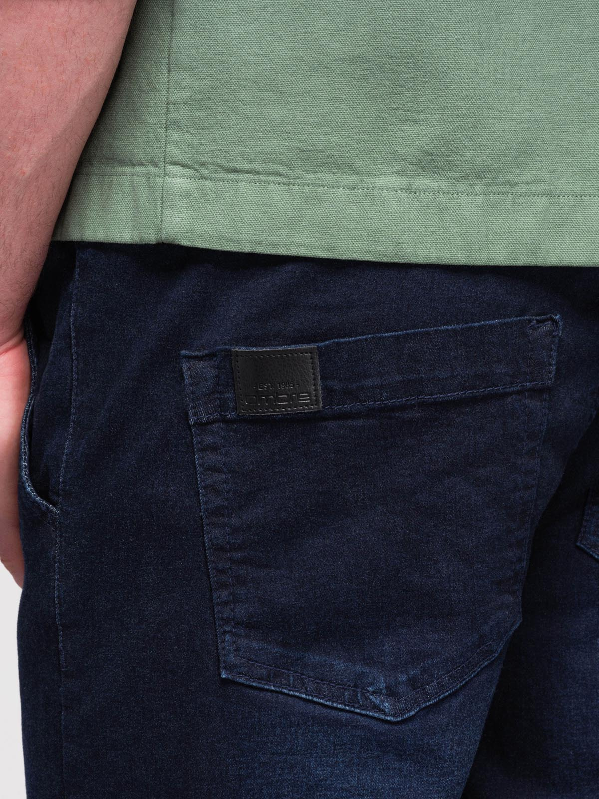 Ombre Men's denim joggers with piping - dark blue