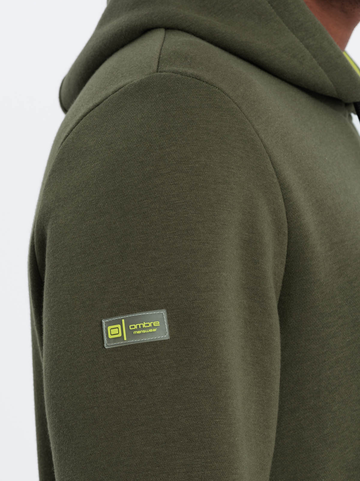 Ombre Men's hoodie with zippered pocket - olive