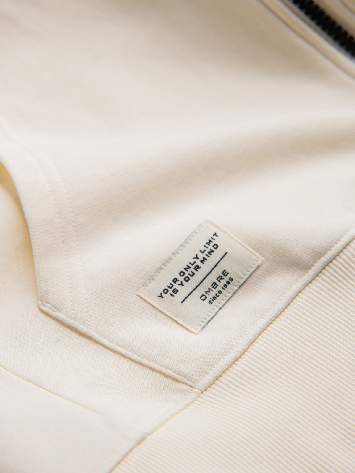 Ombre Men&#039;s BASIC unbuttoned hooded sweatshirt - cream