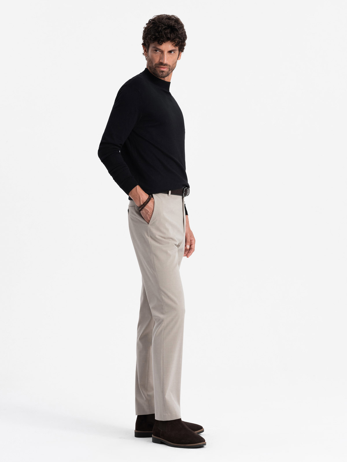 Ombre Men&#039;s knitted half-golf with viscose - black