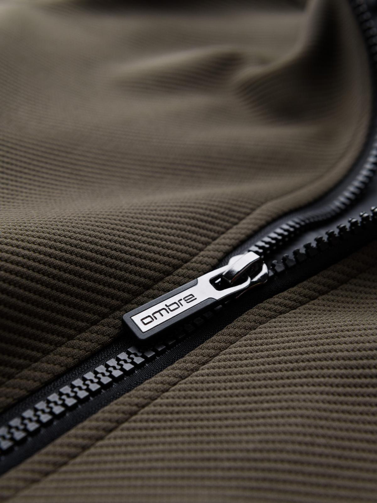 Ombre Men's BIKER jacket in structured fabric - dark olive green