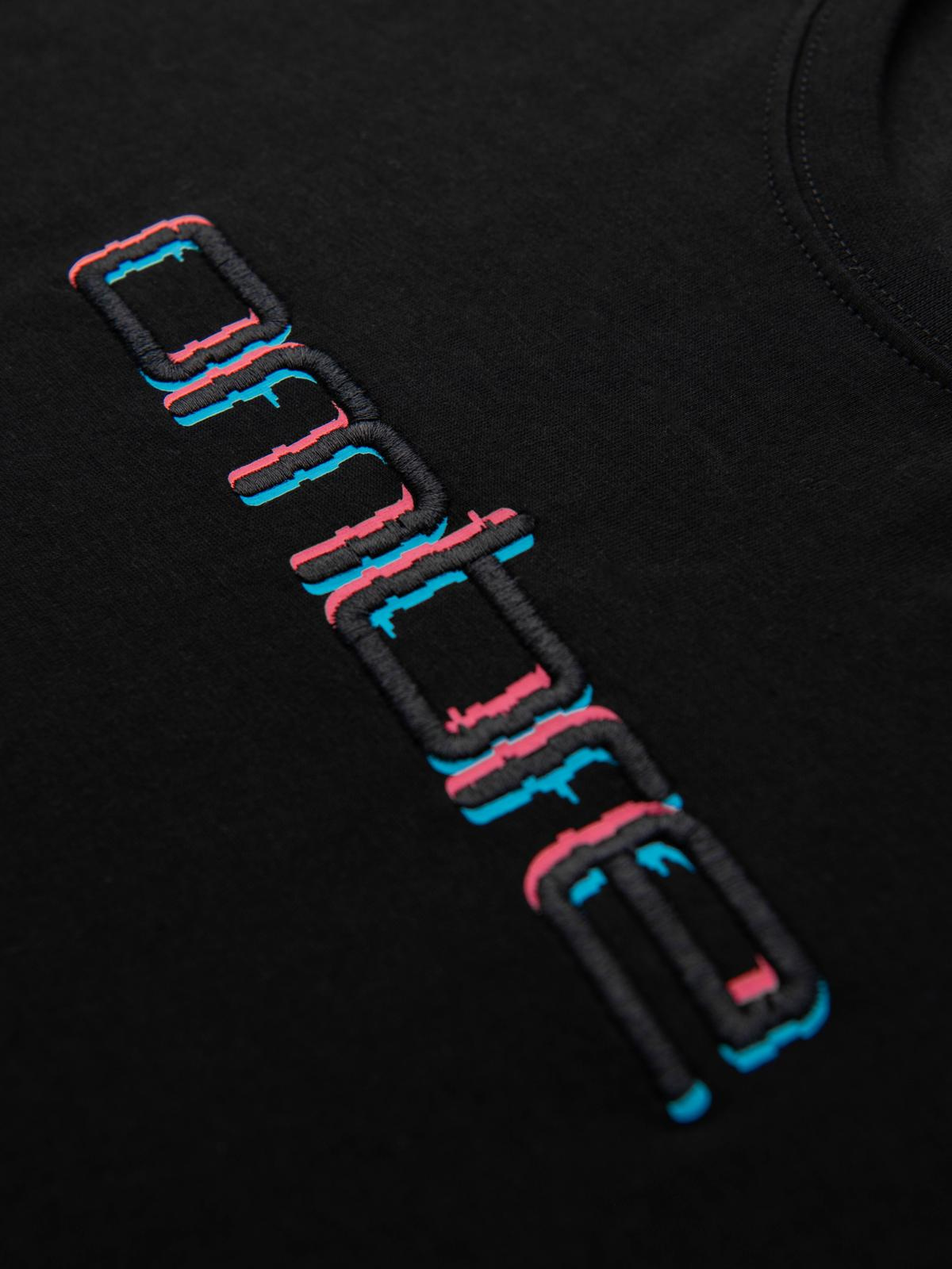 Ombre Men's t-shirt with embroidery on chest - black