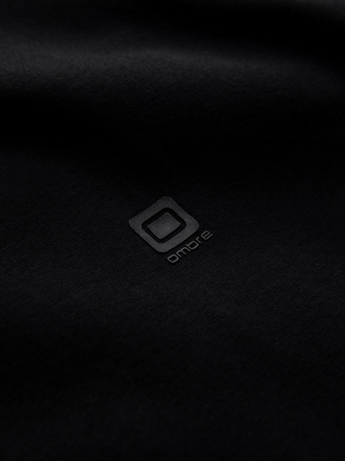 Ombre Men's SLIM FIT T-shirt with round neckline and logo - black