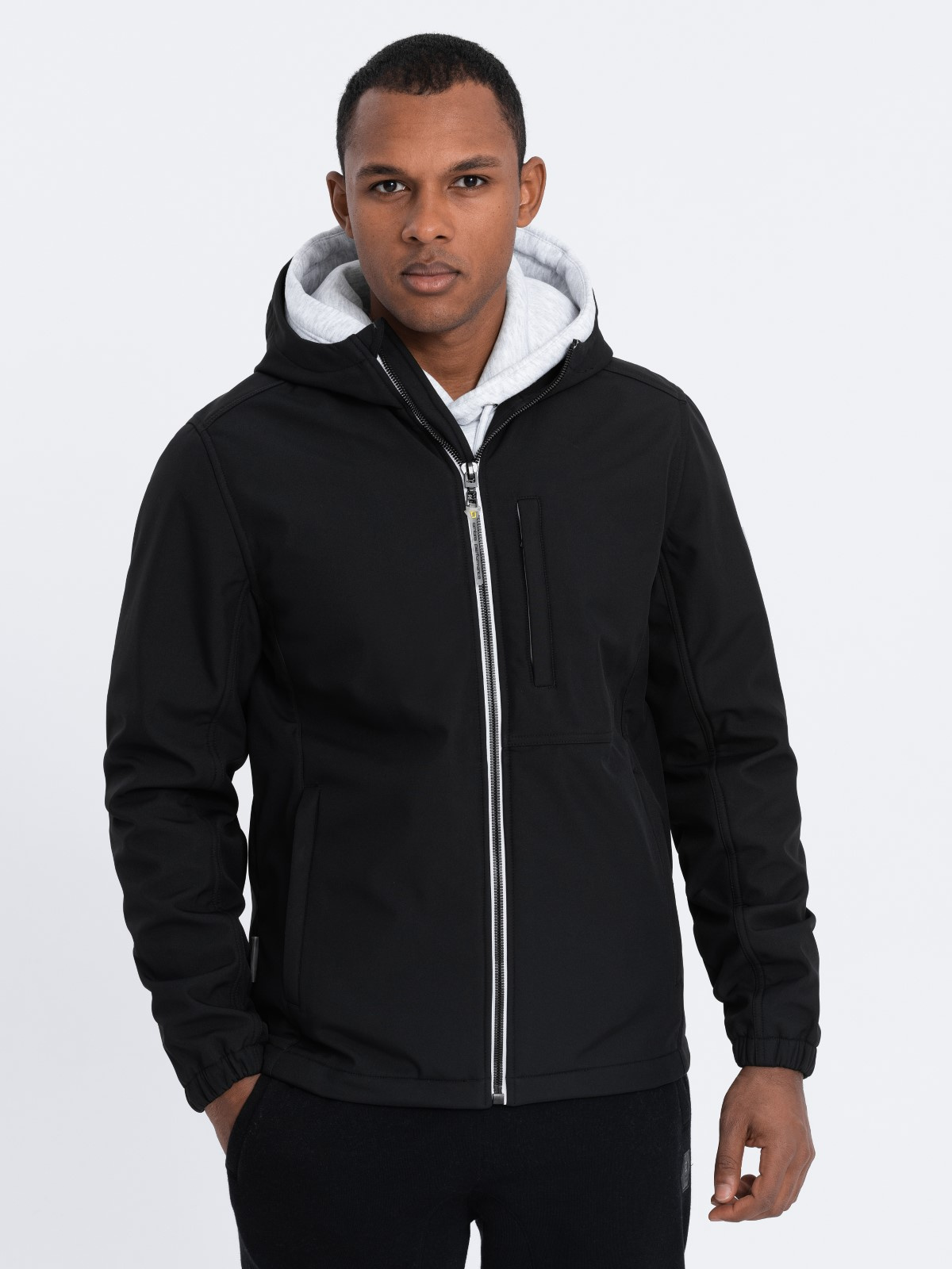 Pánska SOFTSHELL bunda Ombre s flísovou podšívkou - čierna