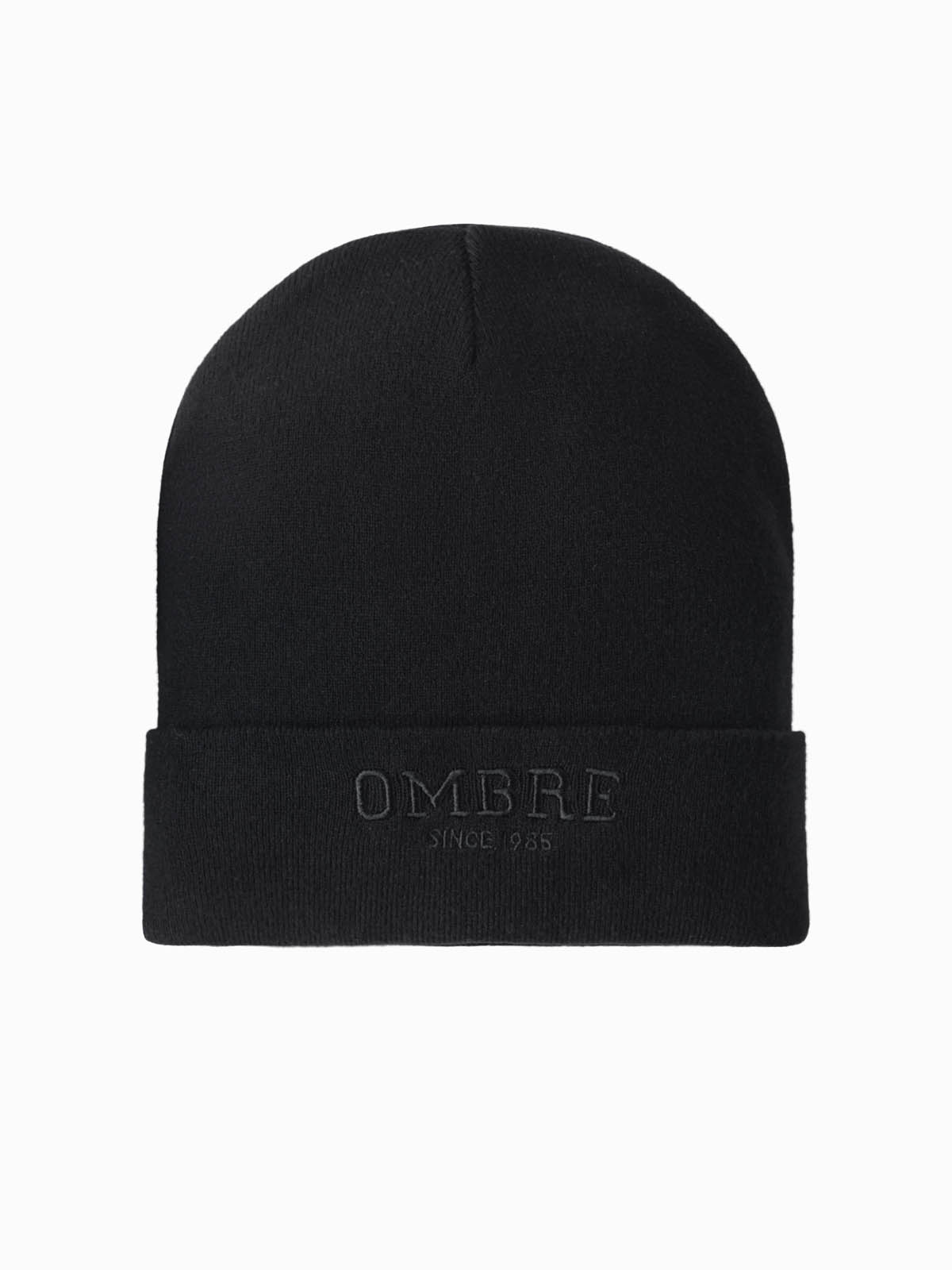 Ombre Men's Knitted Beanie Hat With Embroidered Inscription - Black