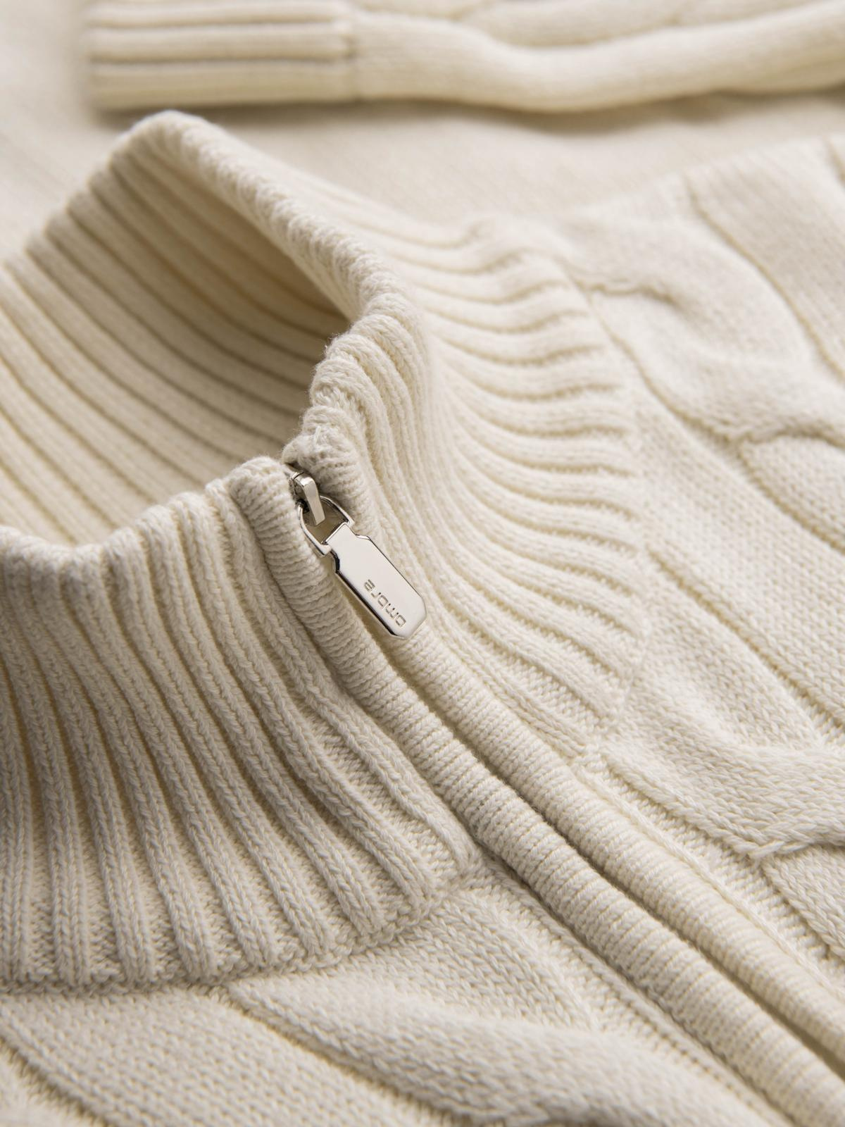 Ombre Men&#039;s plaid sweater with turtleneck zipper - cream