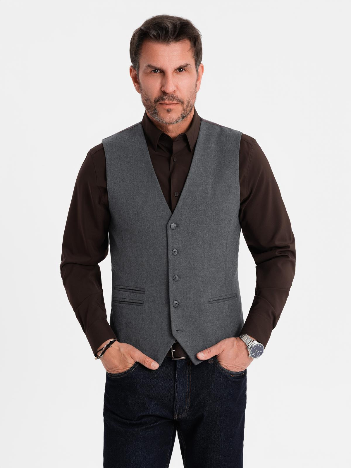 Ombre Men&#039;s suit vest with classic detailing and lining - graphite