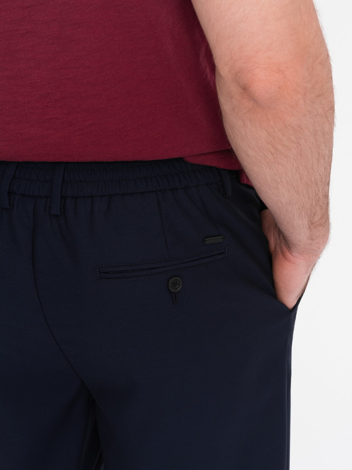 Ombre Men&#039;s chino pants with elastic waistband SLIM FIT - navy blue