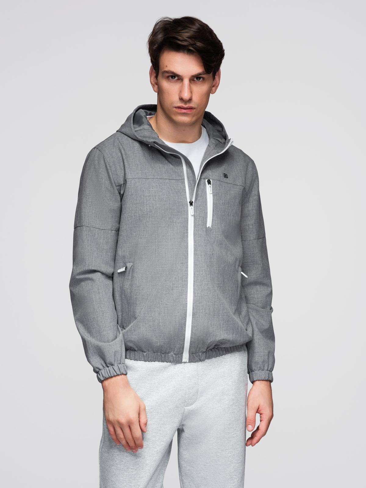 Ombre Men&#039;s lightweight sports jacket with fleece lining - gray