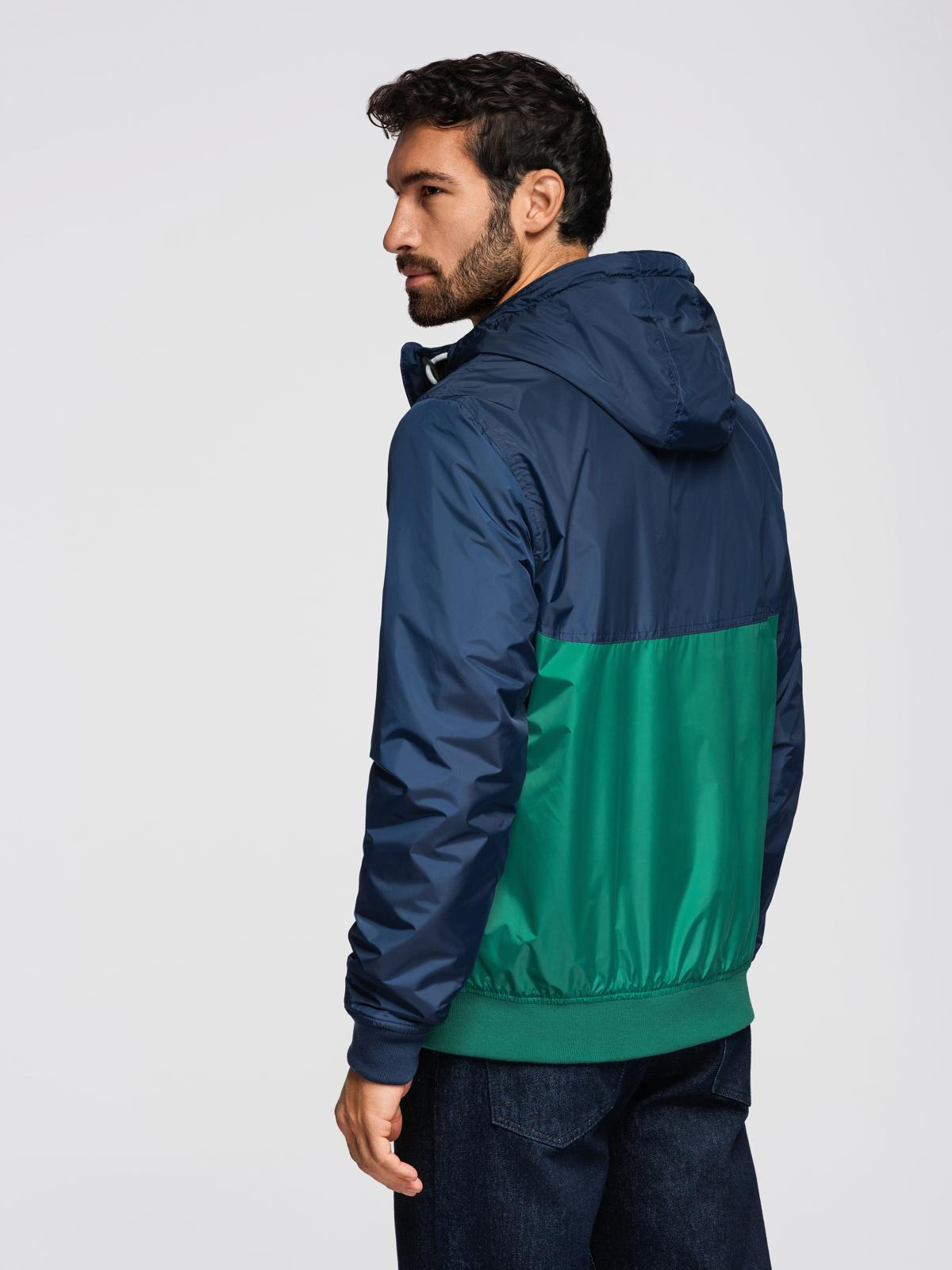 Ombre Lightweight colorful men's sports jacket with fleece - green and navy blue
