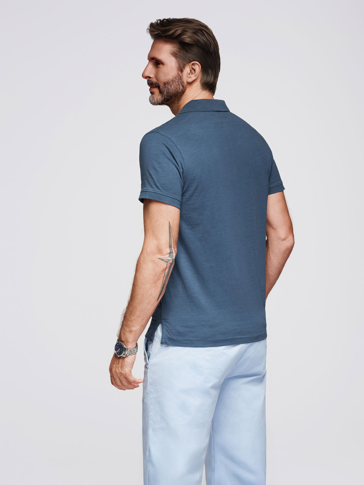 Ombre Men's polo t-shirt with decorative buttons
