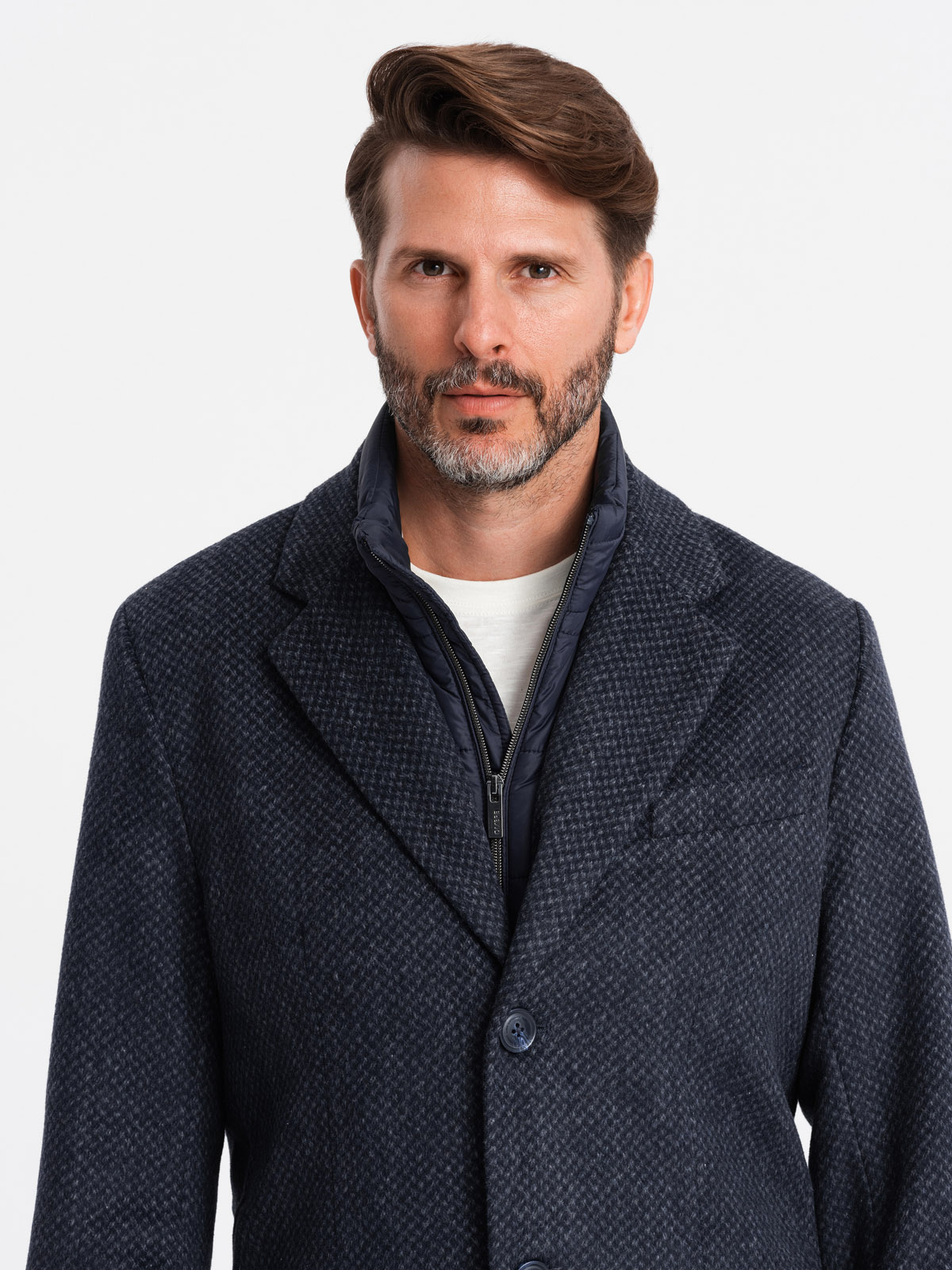 Ombre Unzipped men&#039;s wool coat - navy blue