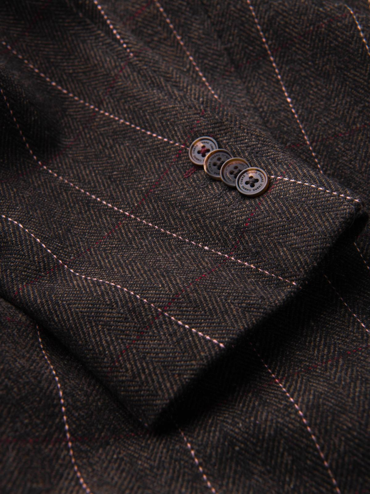 Ombre Men&#039;s elegant plaid blazer with wool blend - graphite